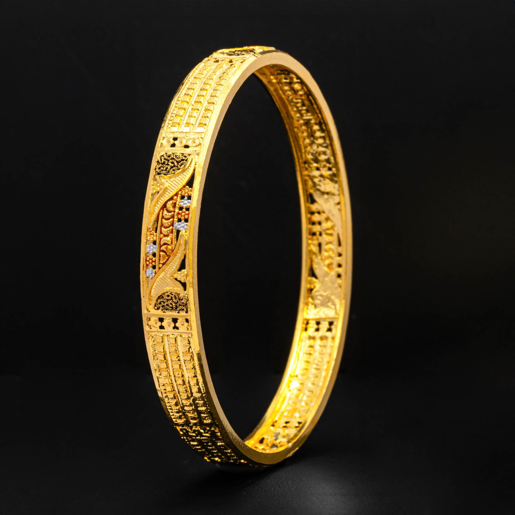 24ct Heavy Gold Layered Enamel Bangle PEB3-032
