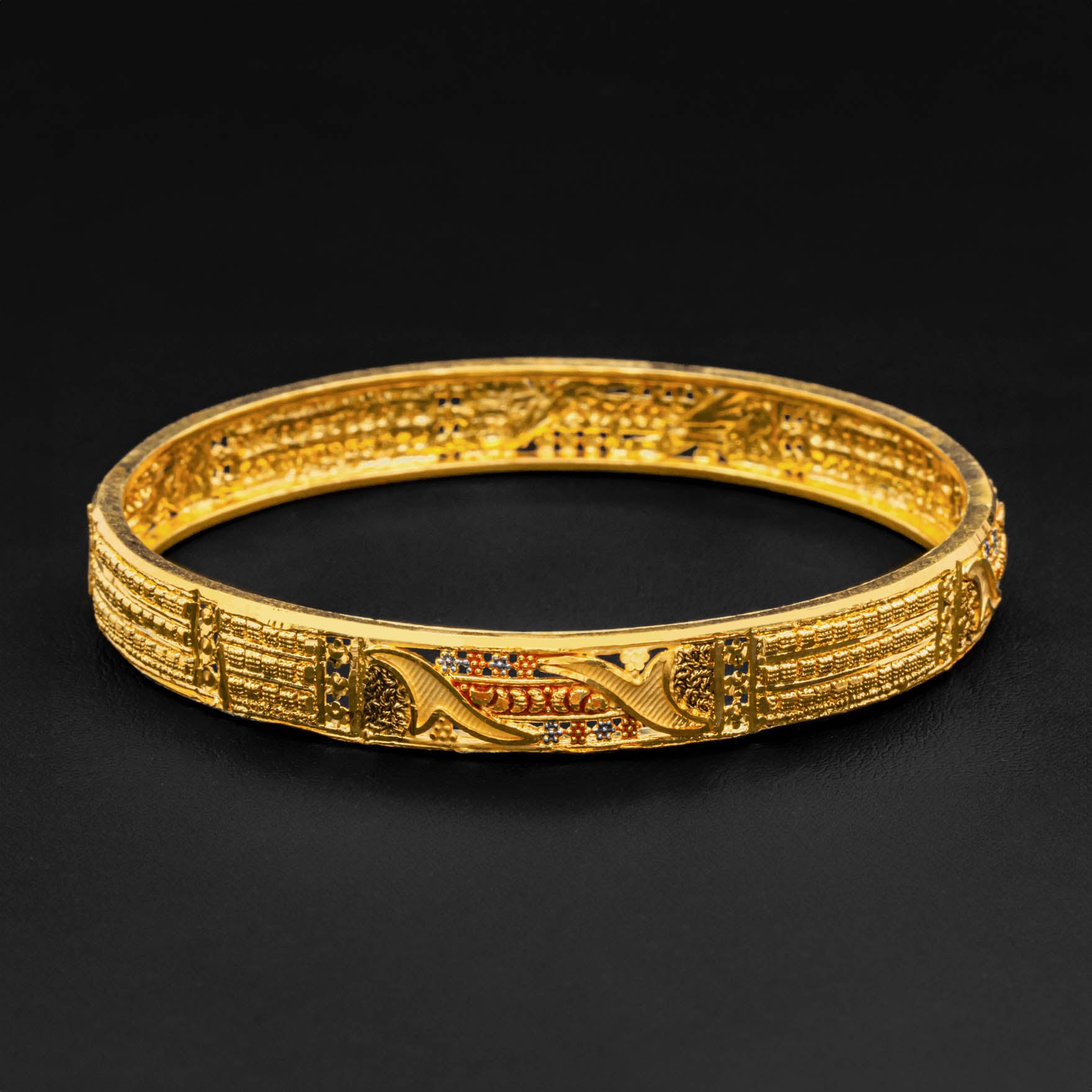 24ct Heavy Gold Layered Enamel Bangle PEB3-032