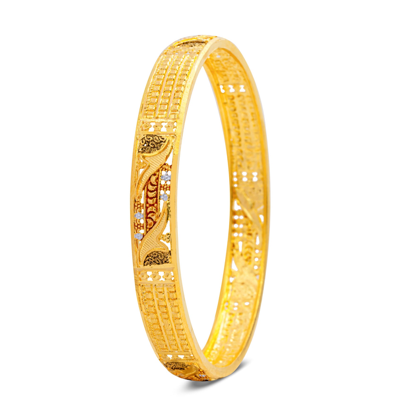 24ct Heavy Gold Layered Enamel Bangle PEB3-032