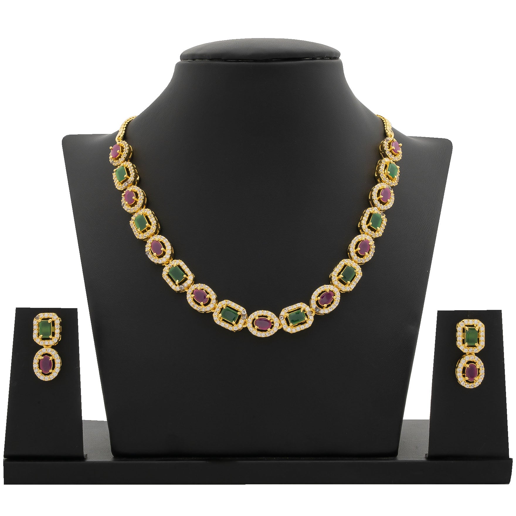STONE NECKLACE LONG WITH GOLDEN STUD PSNS85WRG-036, PSHST74wRG-081