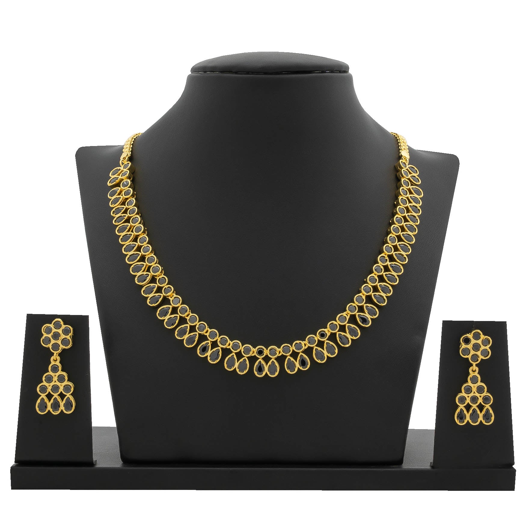 STONE NECKLACE LONG WITH GOLDEN STUD PSNS65BL-085, PSHST121B-061