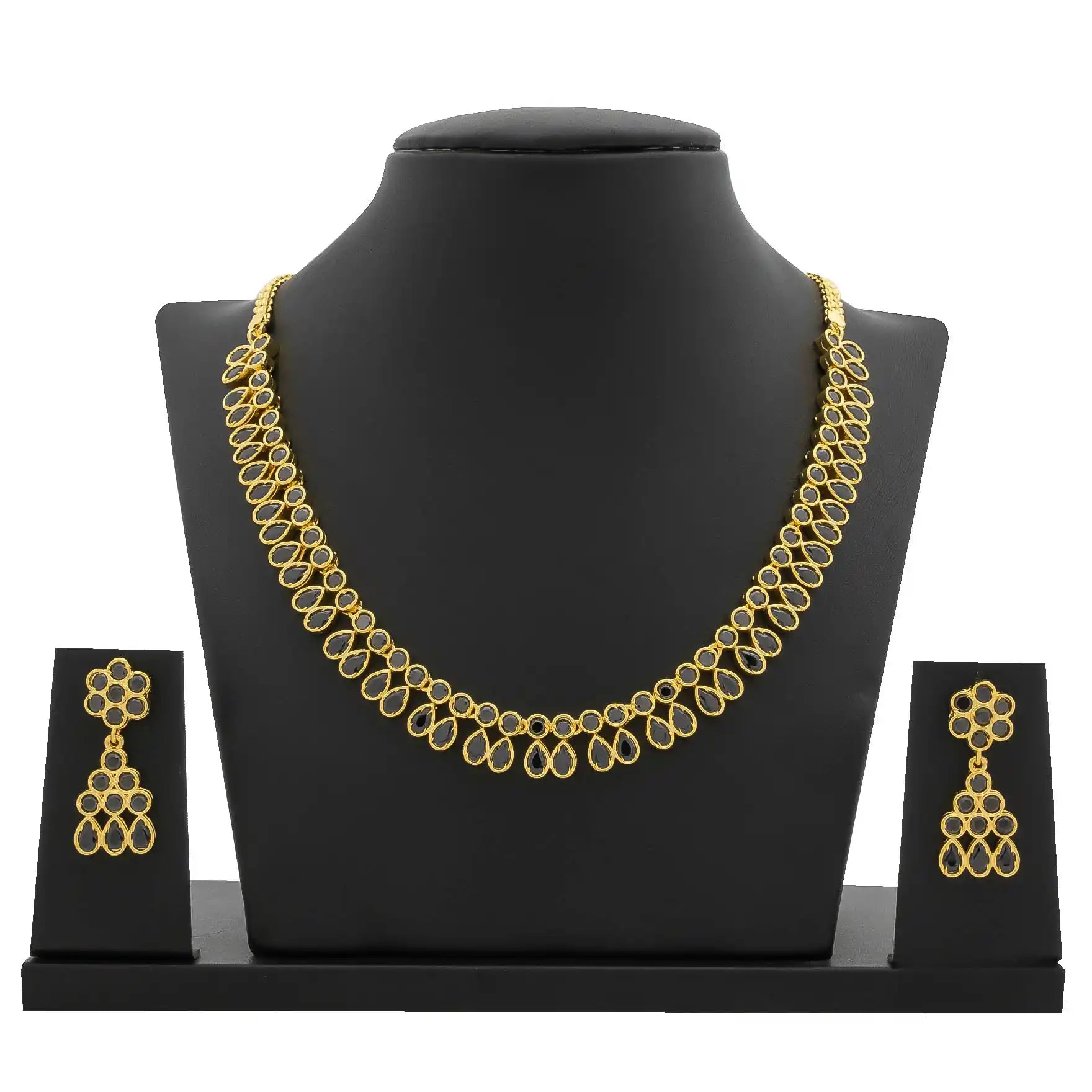 STONE NECKLACE LONG WITH GOLDEN STUD PSNS65BL-085, PSHST121B-061