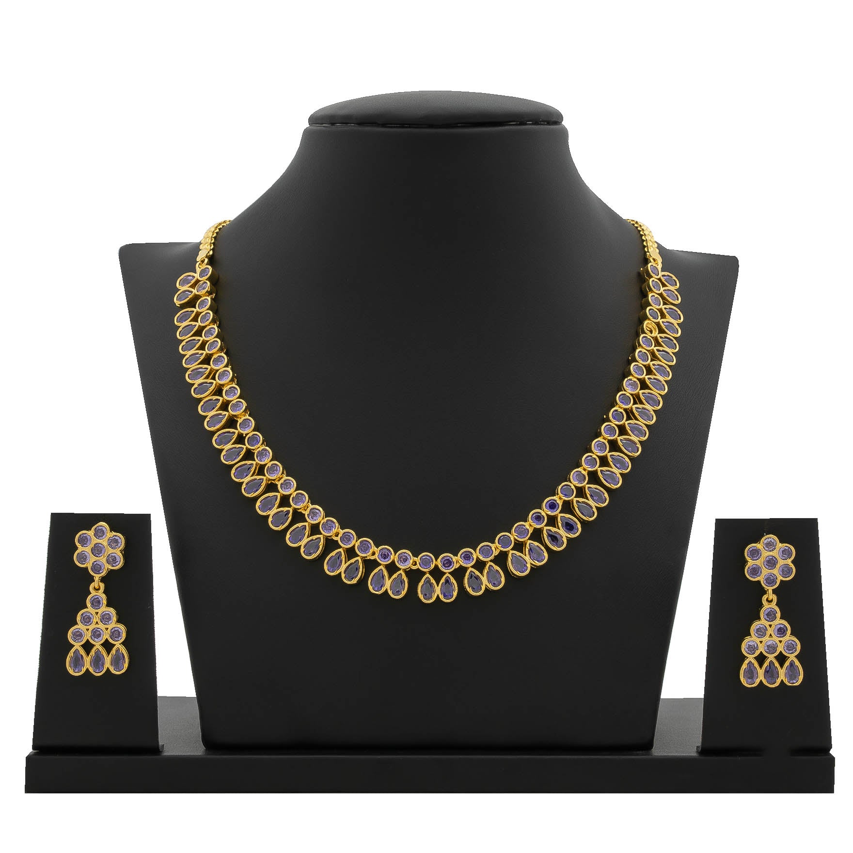 STONE NECKLACE LONG WITH GOLDEN STUD PSNS95V-036, PSHST121V-061