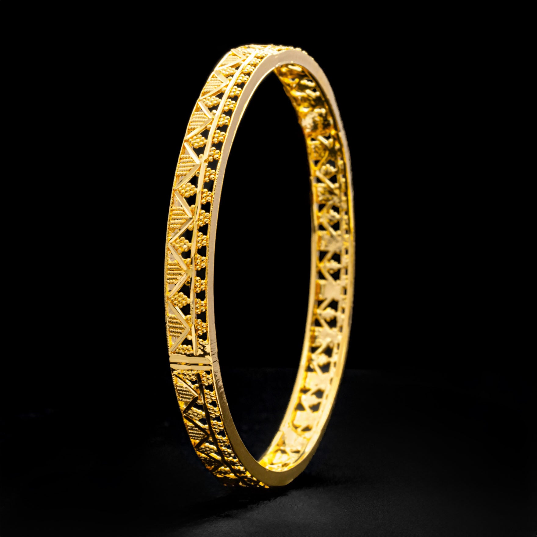 24ct Heavy Gold Layered Boho Style Bangle PGB132-571