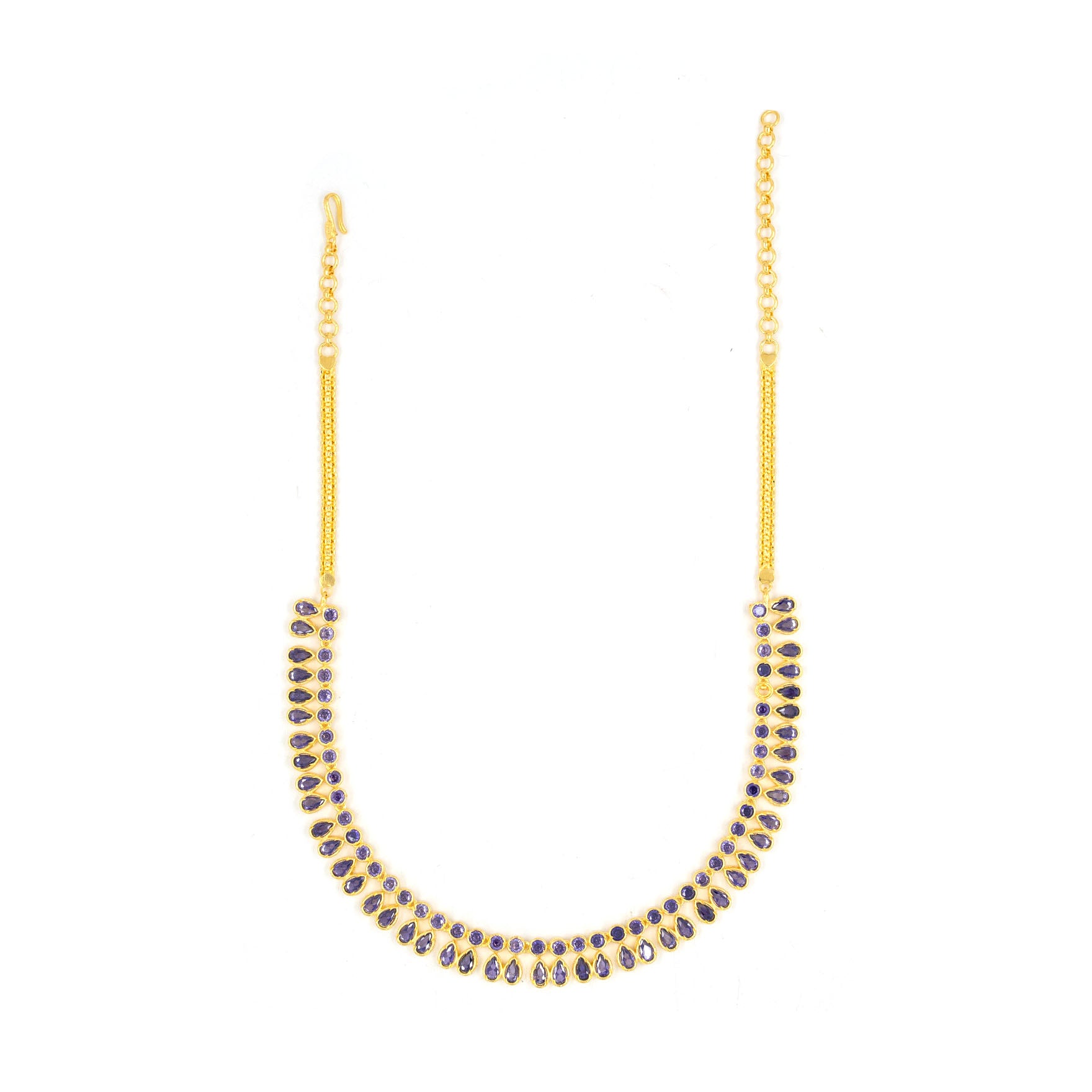 STONE NECKLACE LONG WITH GOLDEN STUD PSNS95V-036, PSHST121V-061
