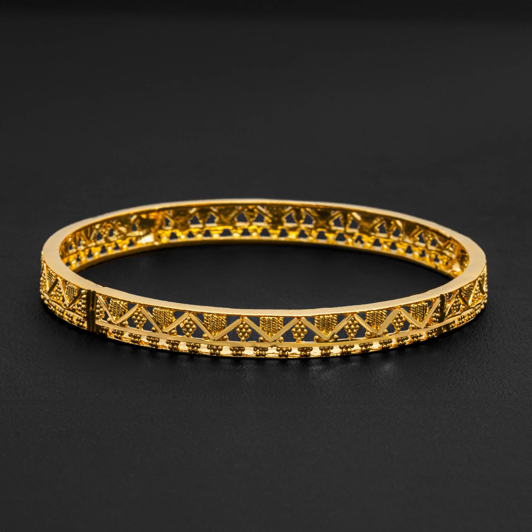 24ct Heavy Gold Layered Boho Style Bangle PGB132-571