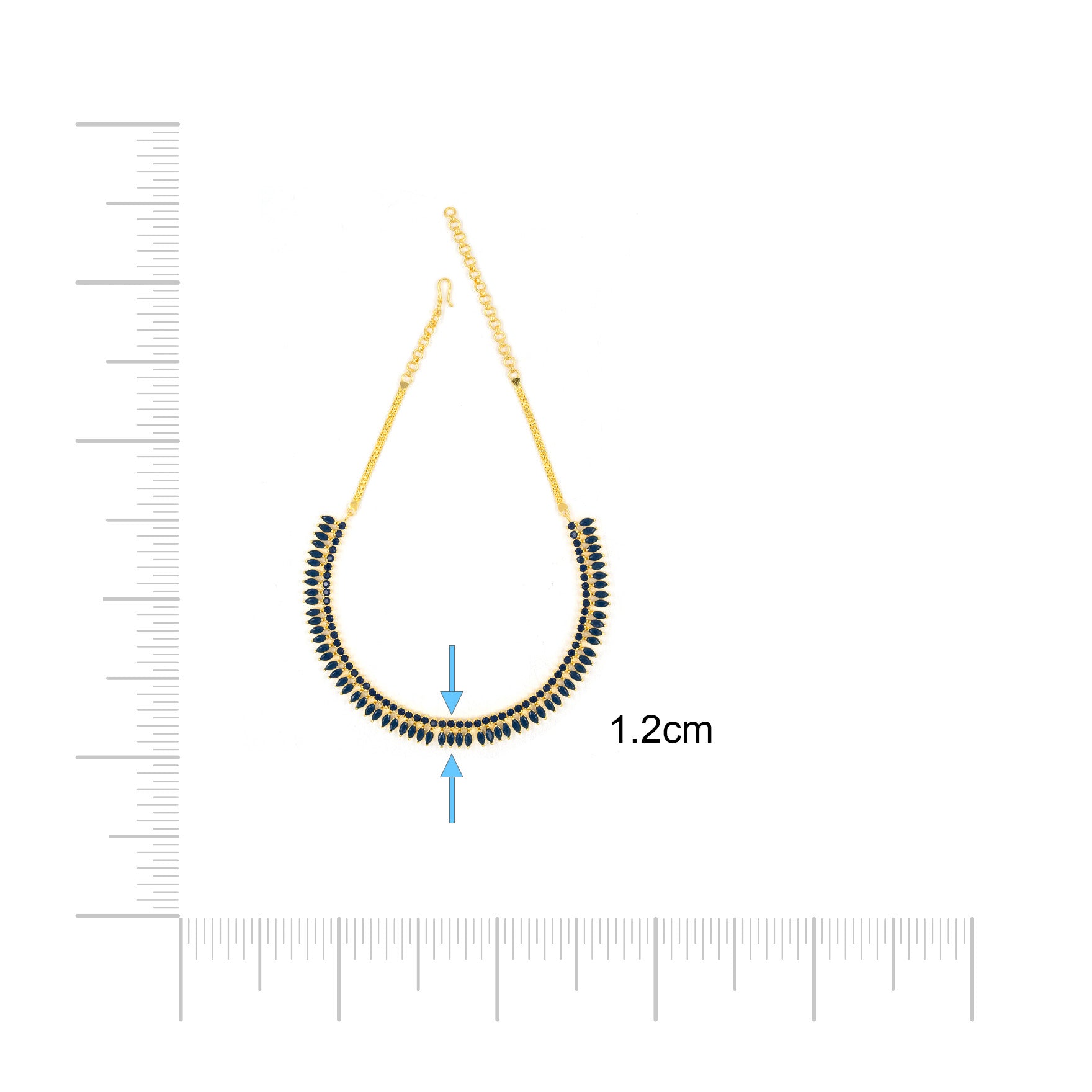 STONE NECKLACE LONG WITH GOLDEN STUD PSNS65BL-085, PSHST121B-061