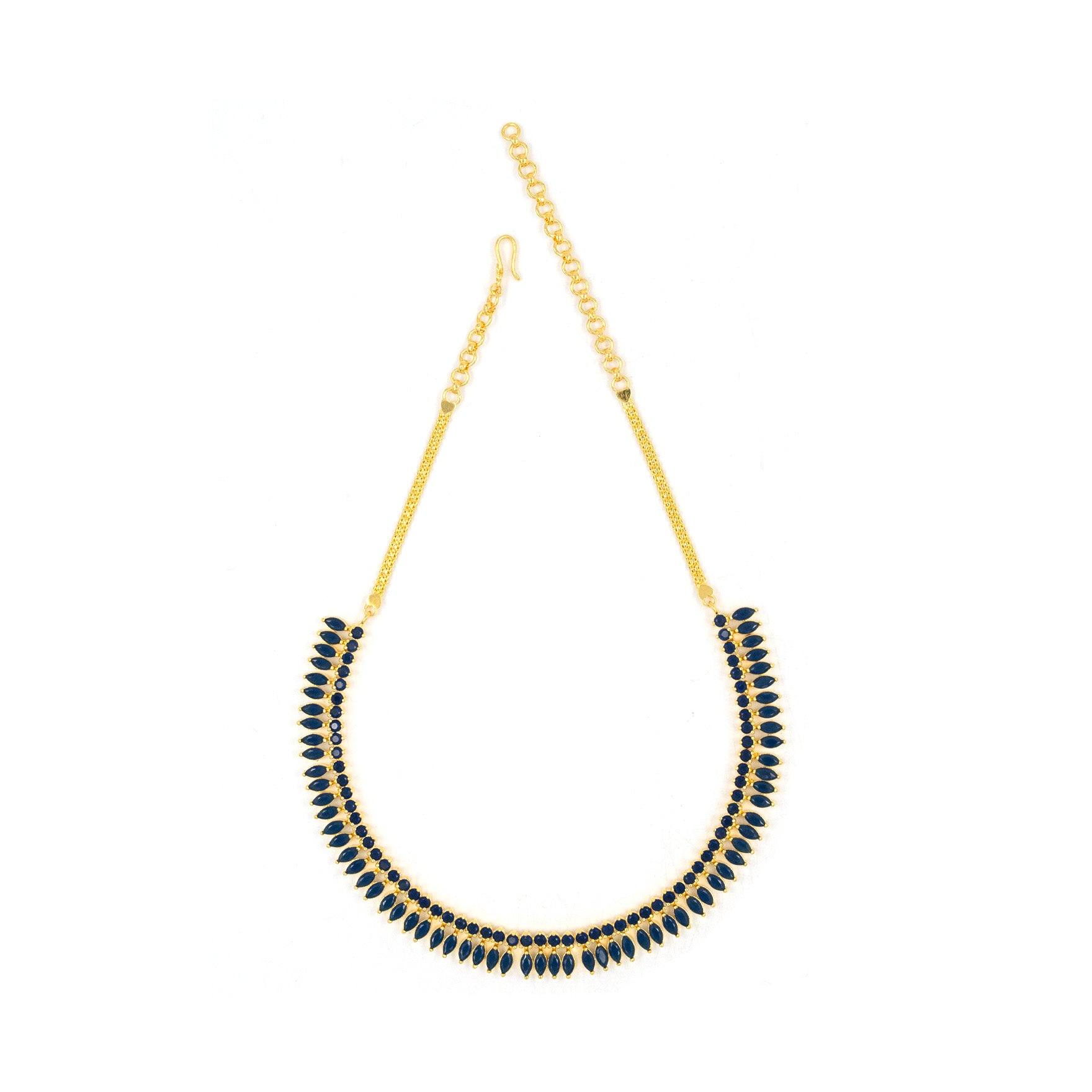 STONE NECKLACE LONG WITH GOLDEN STUD PSNS65BL-085, PSHST121B-061