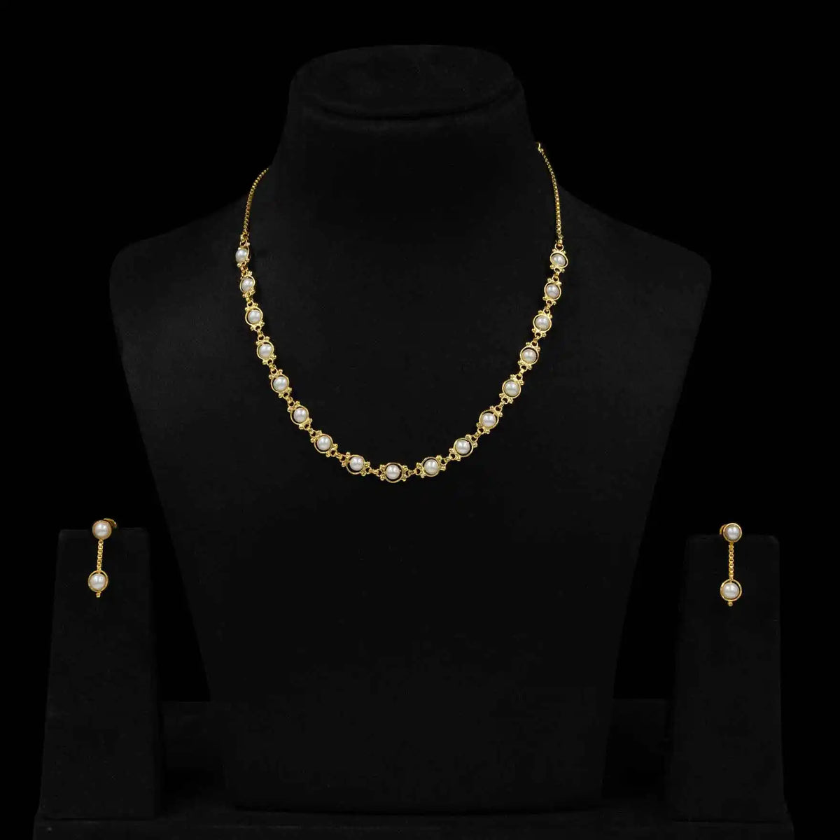 Stone Necklace PMRNPNS1-055,PMRNSHST1P-051 - Gold Plated Jewellery | Parakkat Jewels