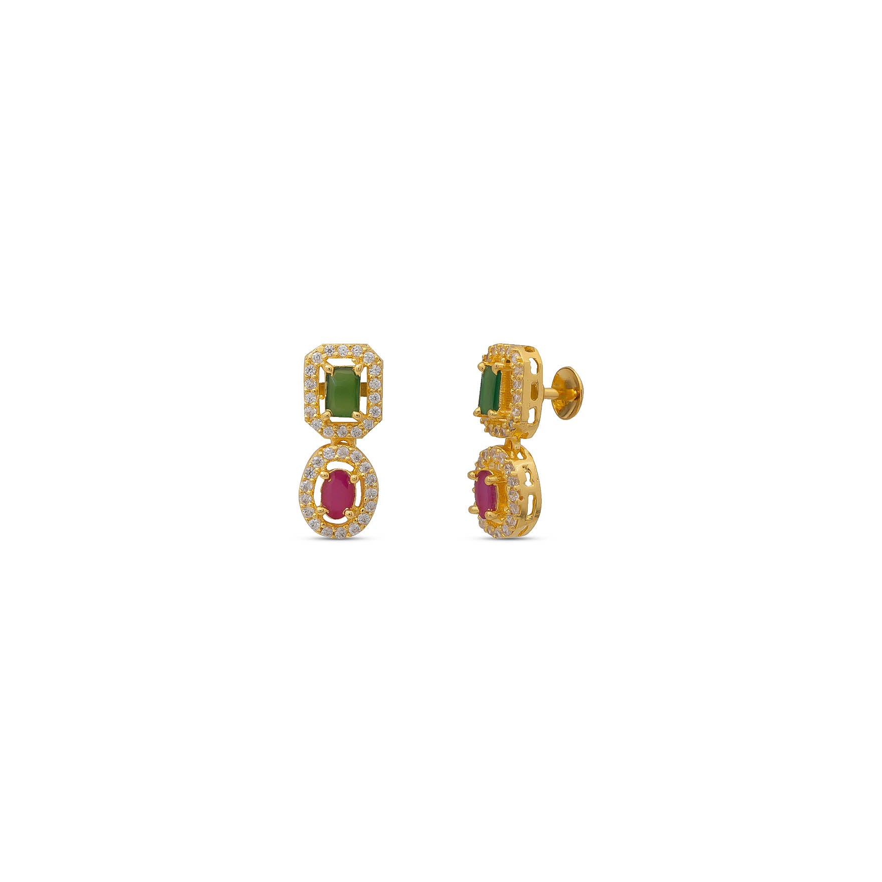 STONE NECKLACE LONG WITH GOLDEN STUD PSNS85WRG-036, PSHST74wRG-081