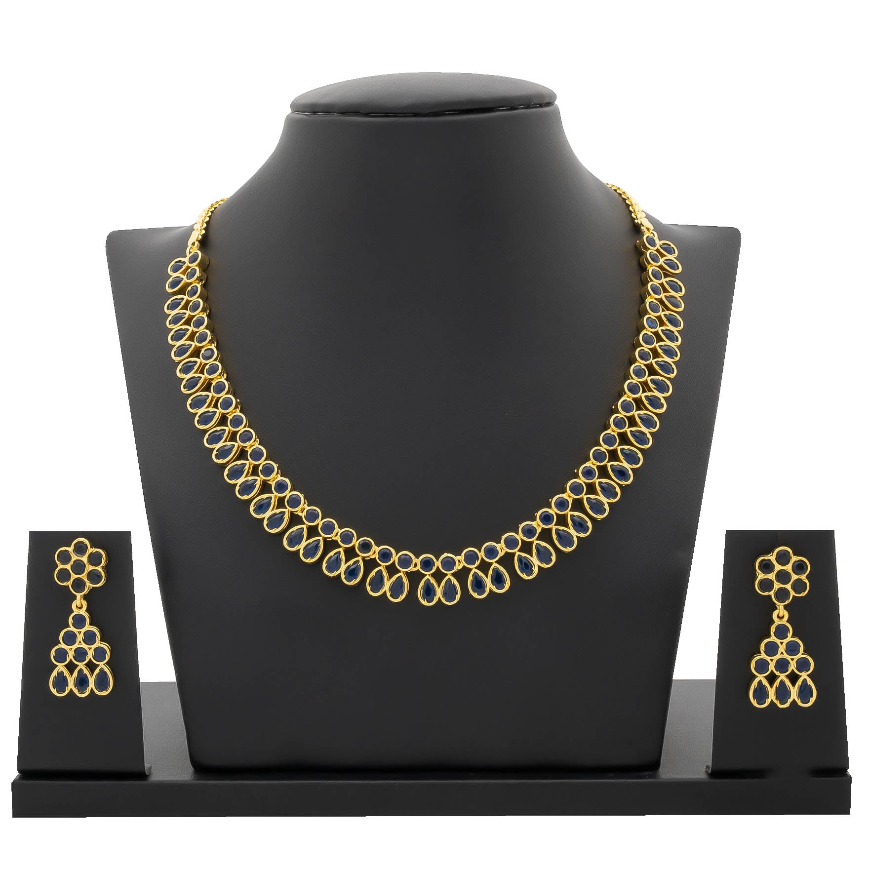 STONE NECKLACE LONG WITH GOLDEN STUD PSNS95BL-036, PSHST121BL-061