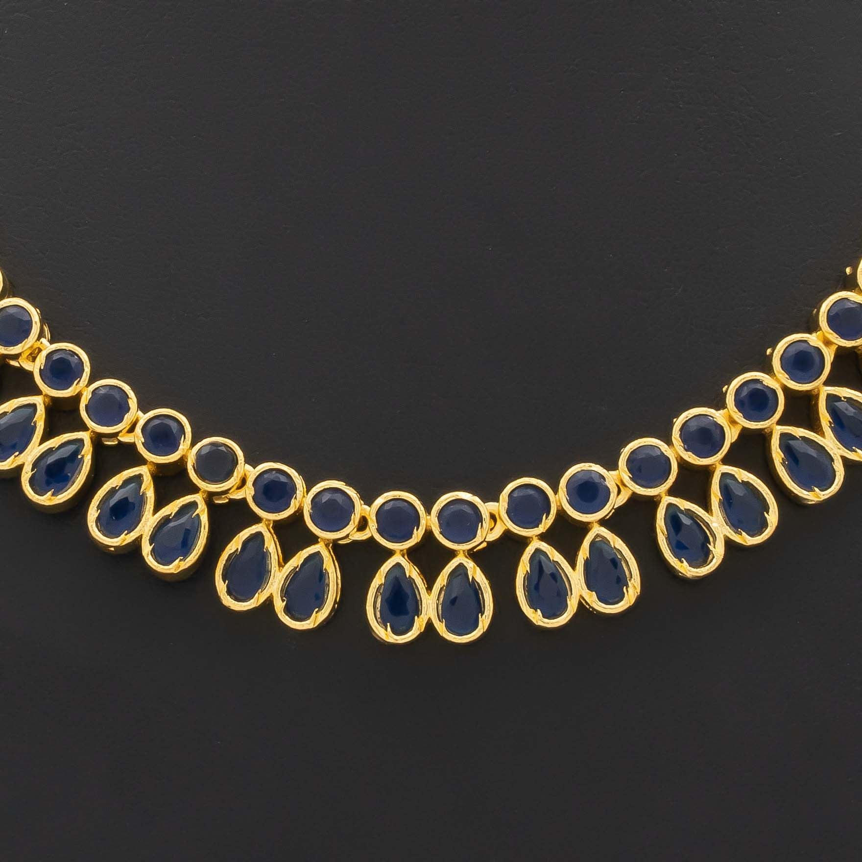 STONE NECKLACE LONG WITH GOLDEN STUD PSNS95BL-036, PSHST121BL-061