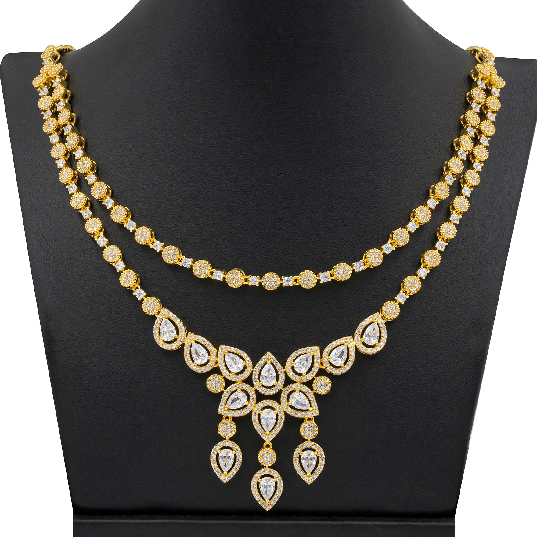 24ct Gold Layered Stone Necklace with stud PMSNS4W-0021, PMSHST14W-052
