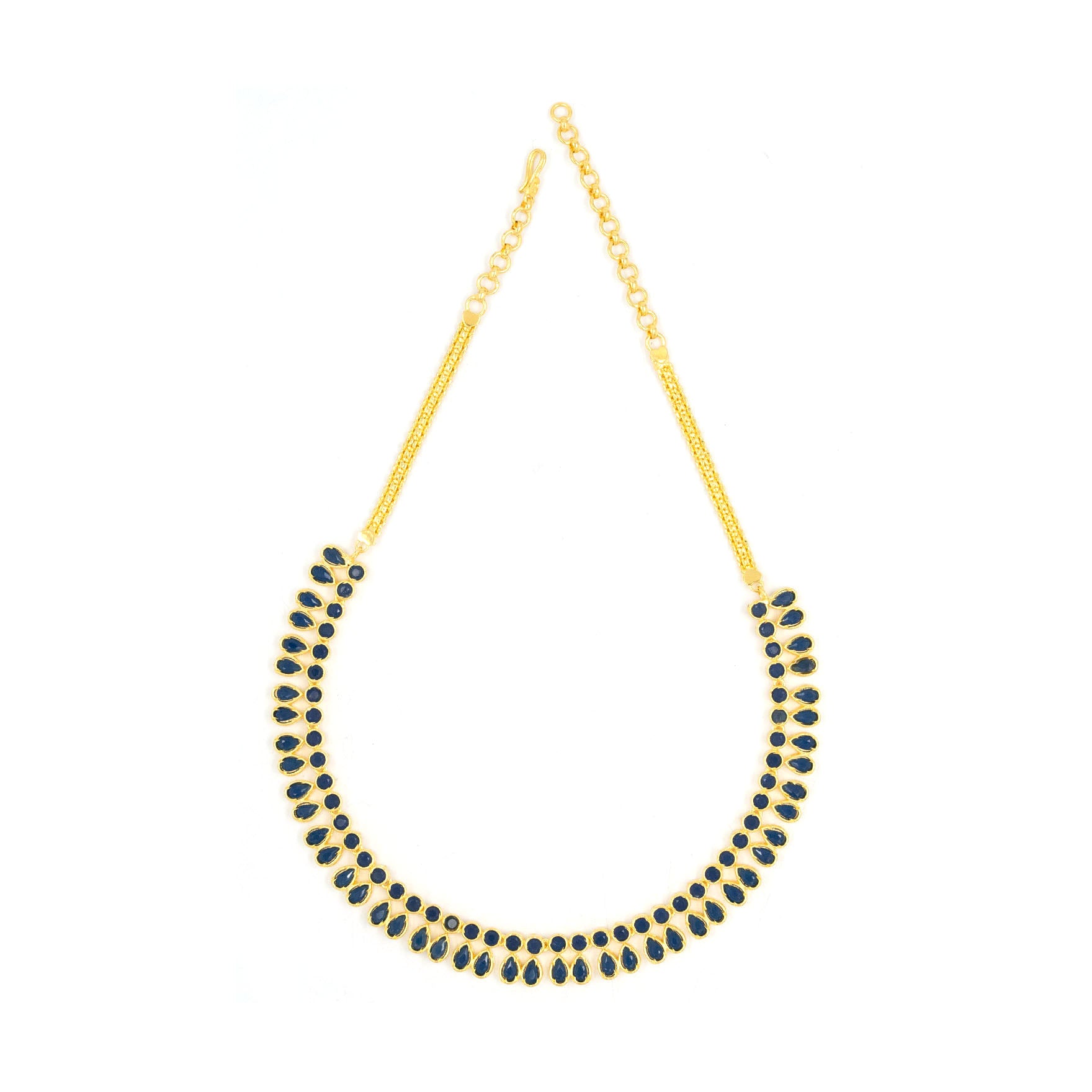STONE NECKLACE LONG WITH GOLDEN STUD PSNS95BL-036, PSHST121BL-061