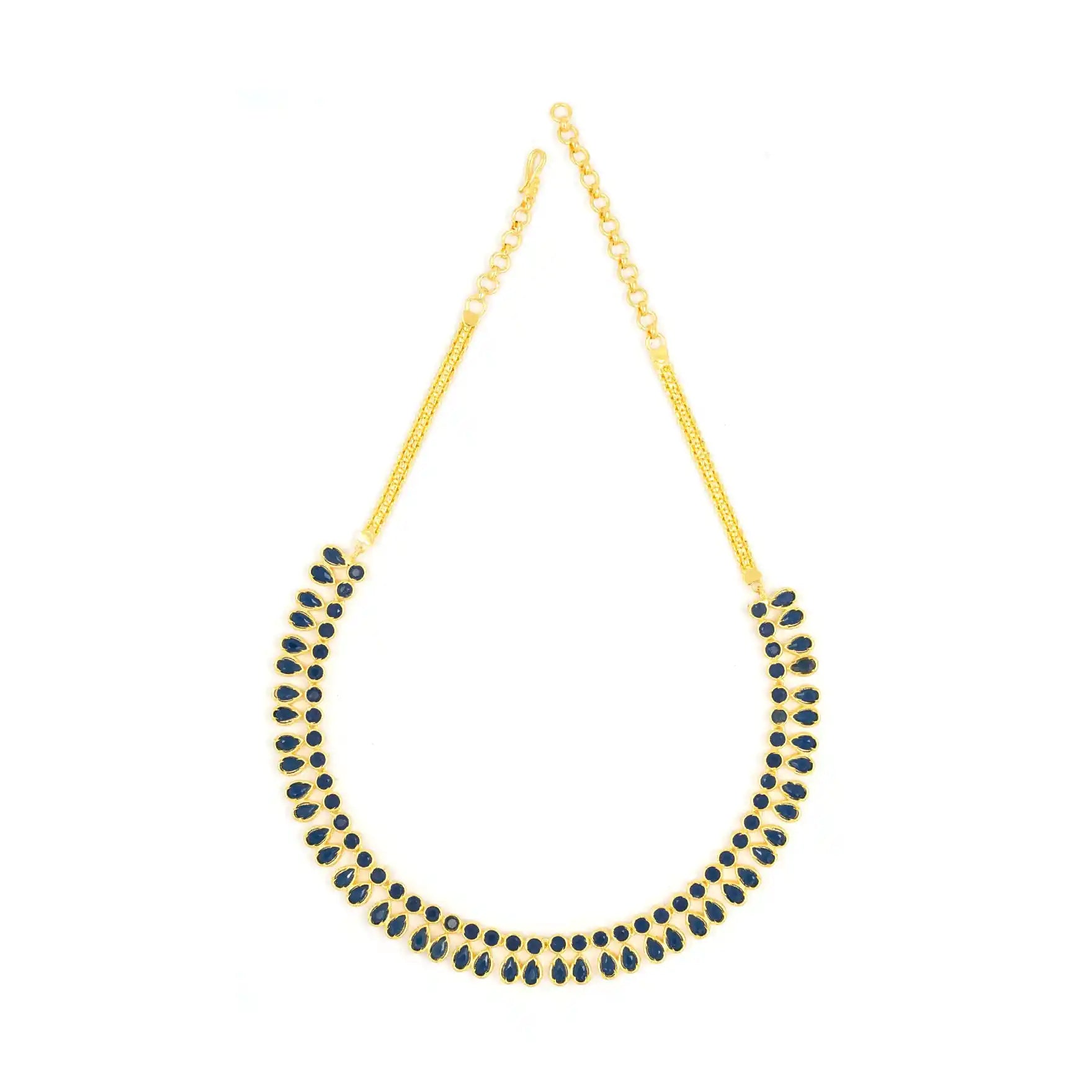 STONE NECKLACE LONG WITH GOLDEN STUD PSNS95BL-036, PSHST121BL-061