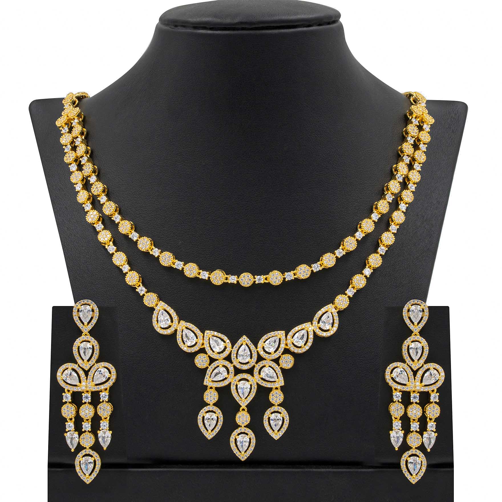 24ct Gold Layered Stone Necklace with stud PMSNS4W-0021, PMSHST14W-052