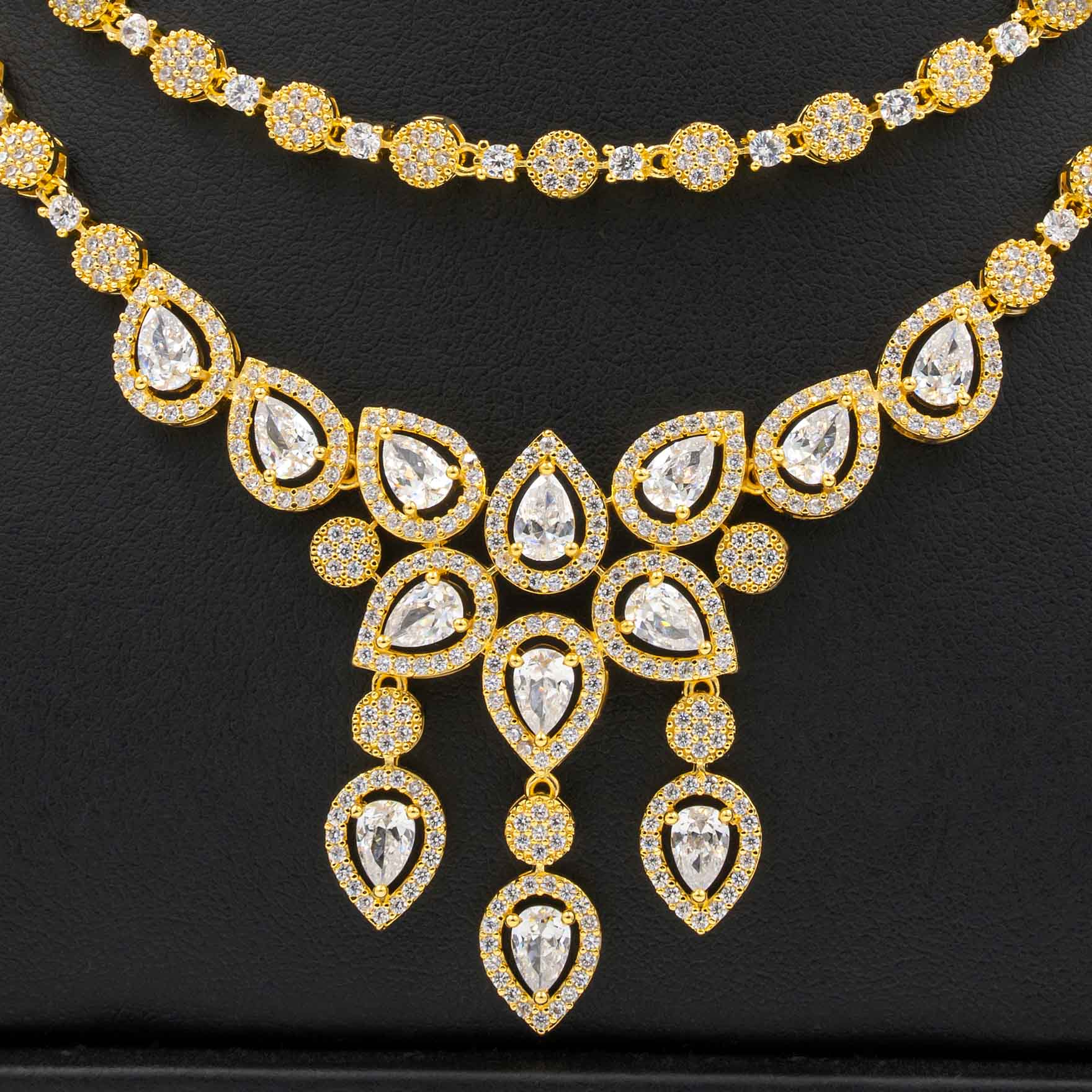 24ct Gold Layered Stone Necklace with stud PMSNS4W-0021, PMSHST14W-052