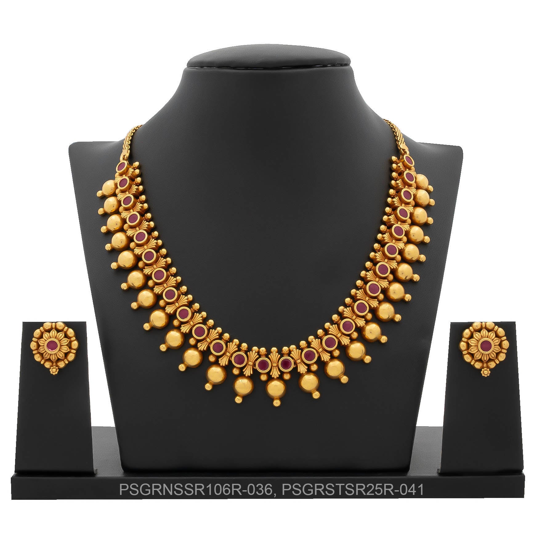 SRESHTA COLLECTION GERU NECKLACE WITH STUD PSGRNSSR106R-036, PSGRSTSR25R-041
