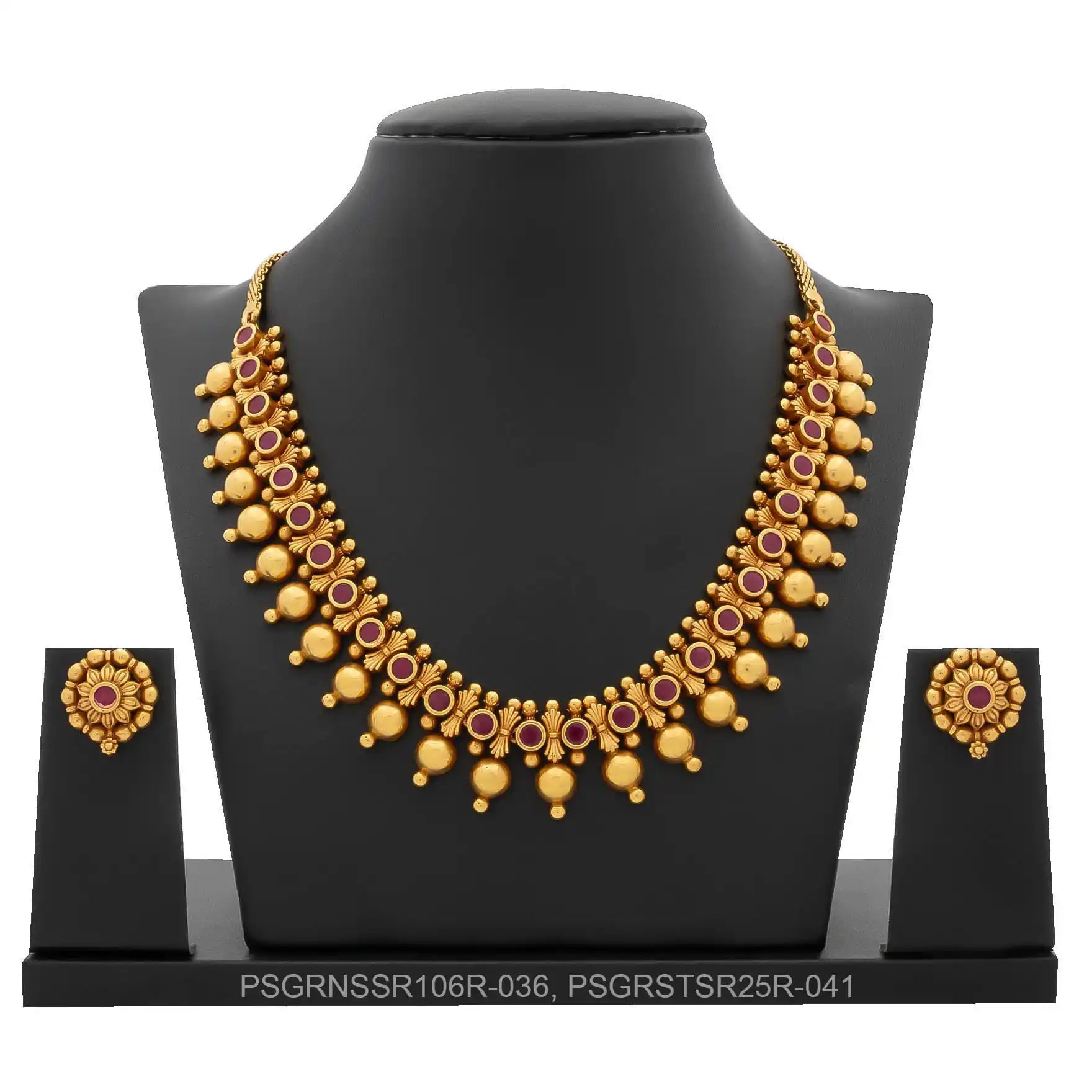 SRESHTA COLLECTION GERU NECKLACE WITH STUD PSGRNSSR106R-036, PSGRSTSR25R-041