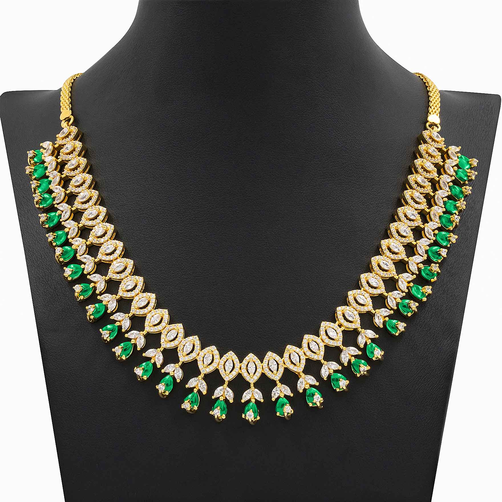 PREMIUM STONE NECKLACE SHORT WITH STUD PMSNS55WG-0021, PMSHST15WG-052