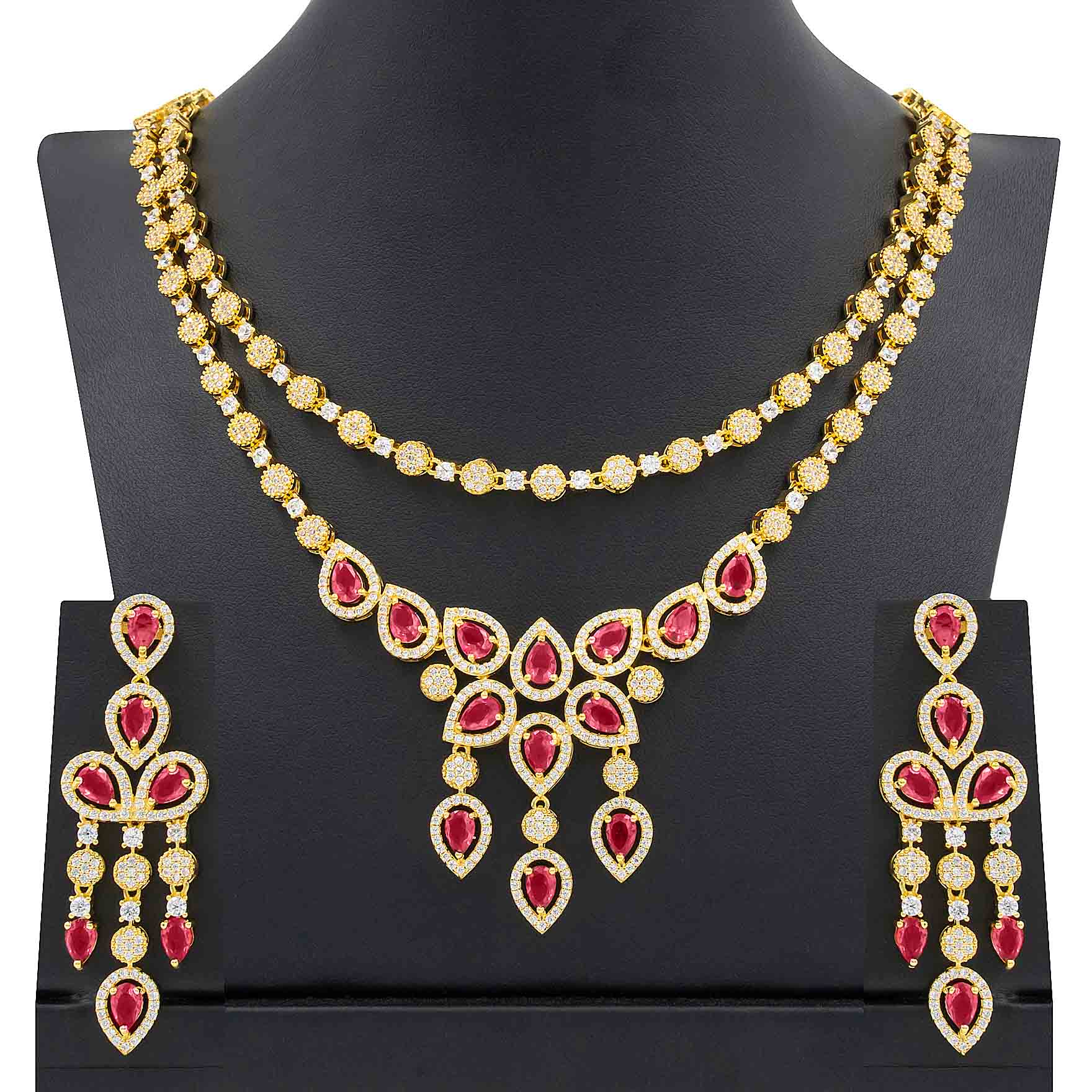 24ct Gold Layered Stone Necklace with stud PMSNS4WX-0021, PMSHST14WX-052