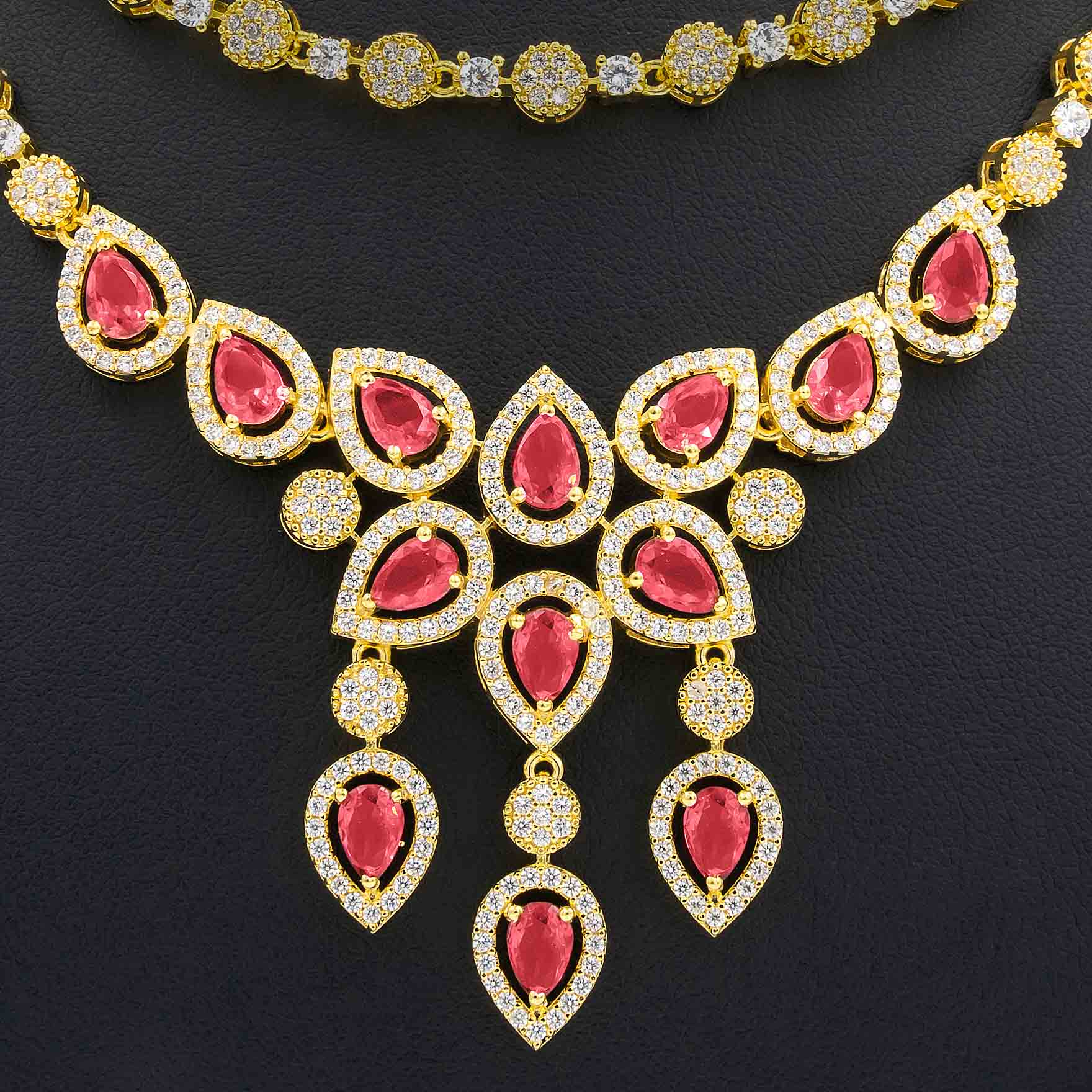 24ct Gold Layered Stone Necklace with stud PMSNS4WX-0021, PMSHST14WX-052