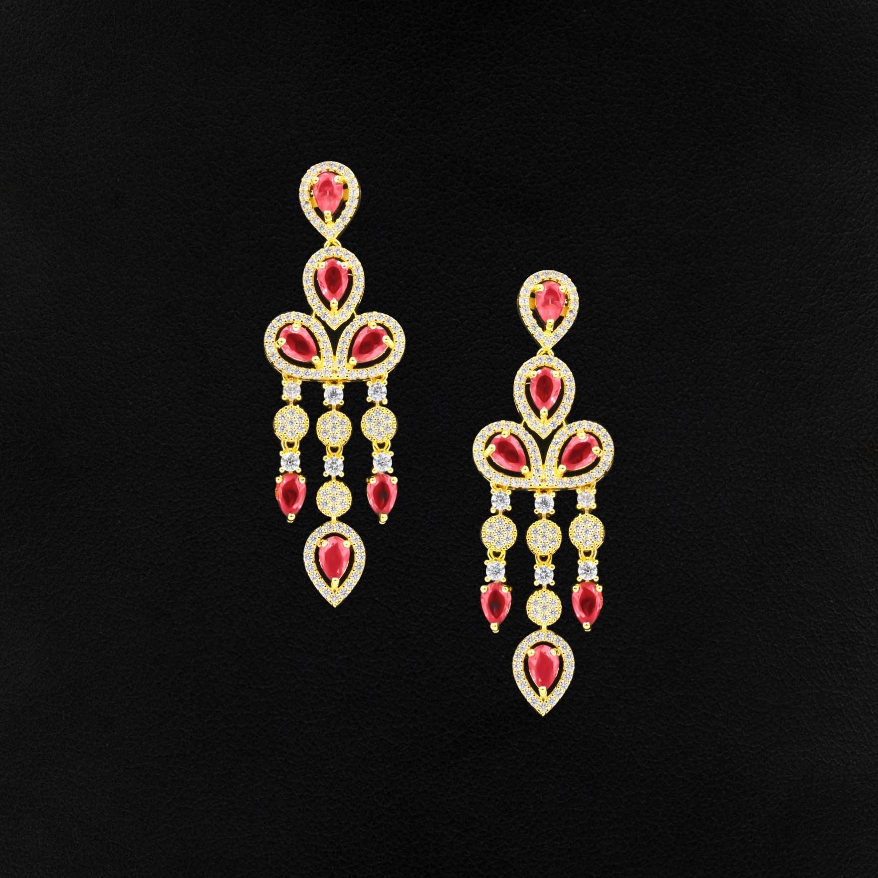 24ct Gold Layered Stone Necklace with stud PMSNS4WX-0021, PMSHST14WX-052