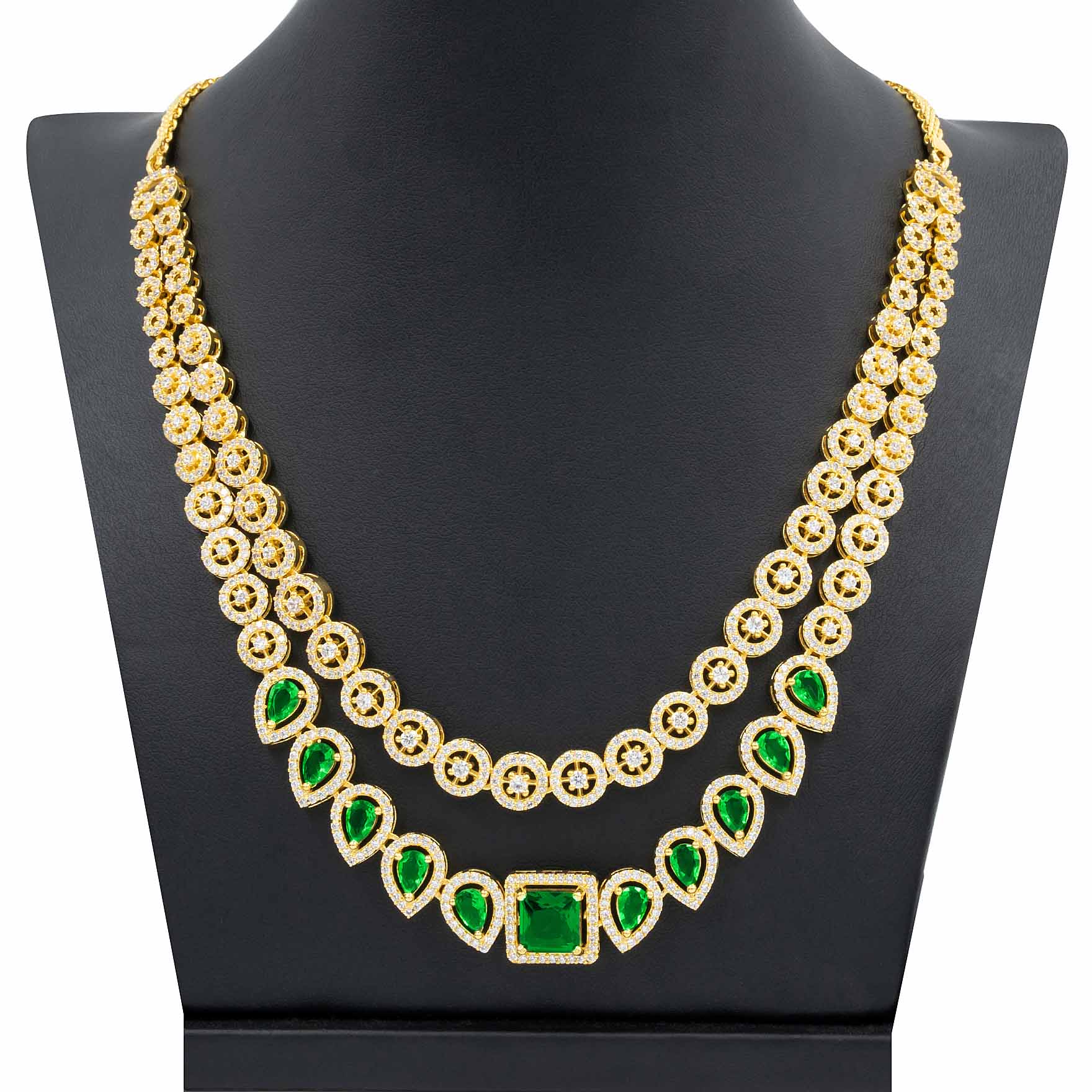24ct Gold Layered Stone Necklace with stud PMSNS9WG-0021, PMSHST20WG-082