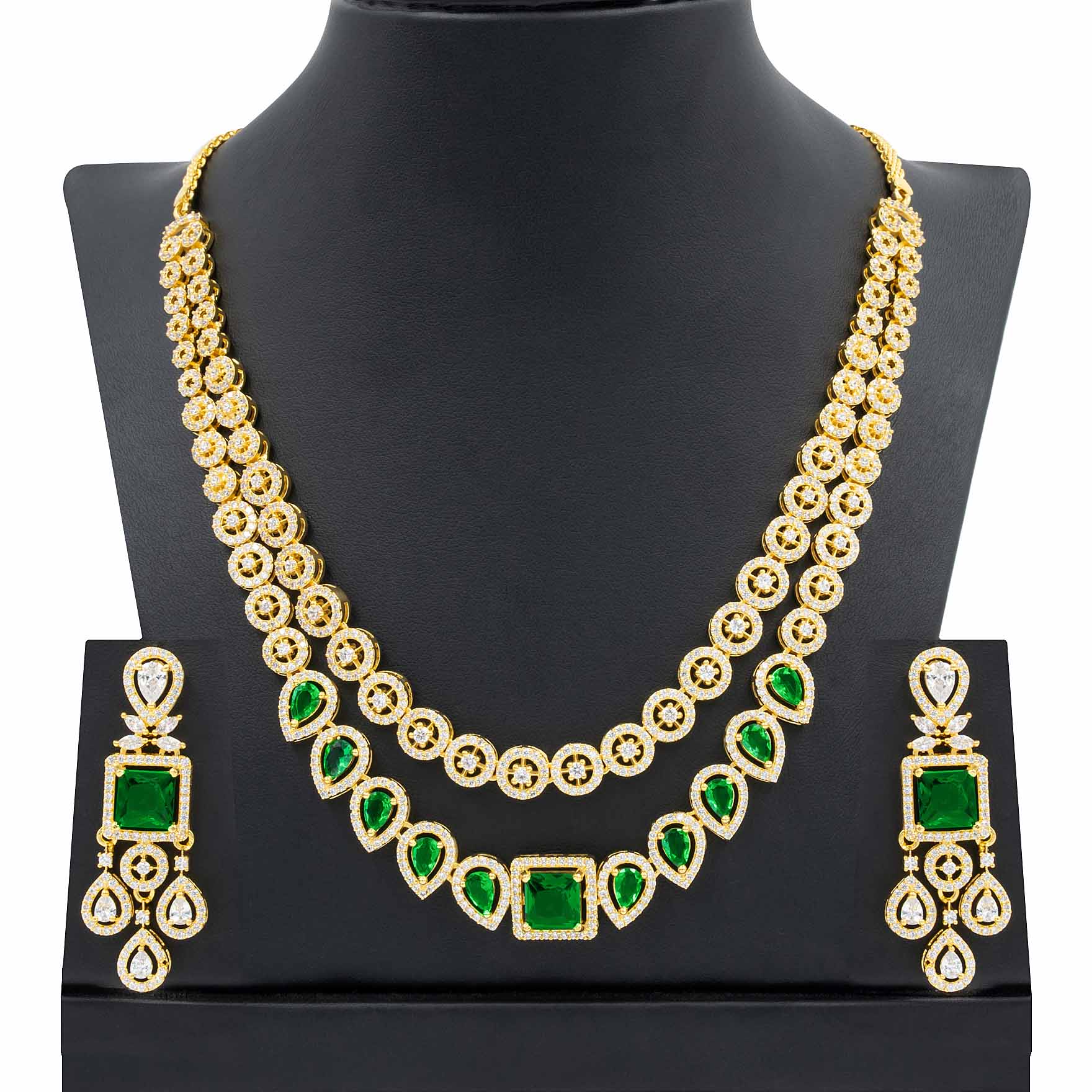 24ct Gold Layered Stone Necklace with stud PMSNS9WG-0021, PMSHST20WG-082