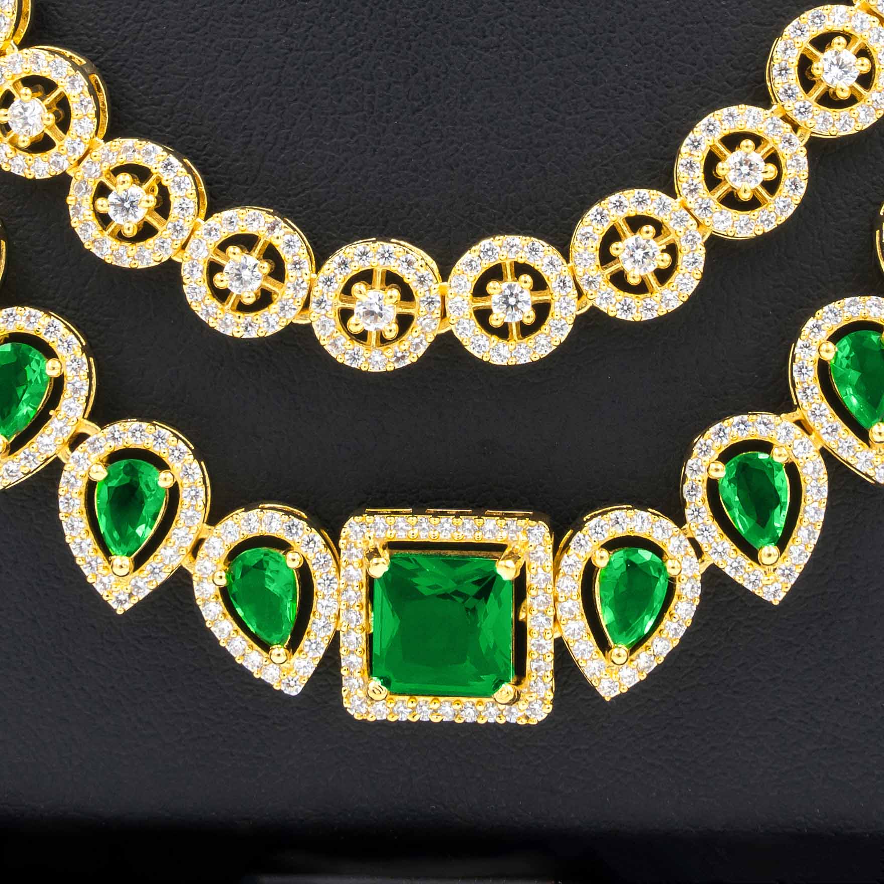 24ct Gold Layered Stone Necklace with stud PMSNS9WG-0021, PMSHST20WG-082