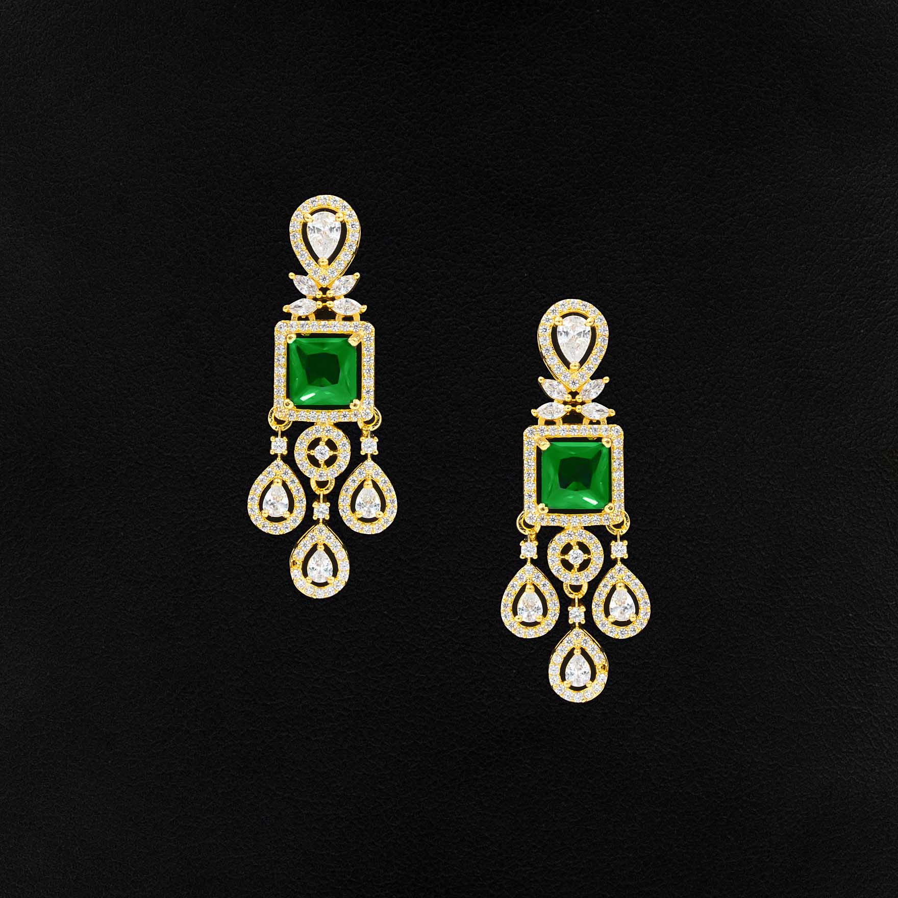 24ct Gold Layered Stone Necklace with stud PMSNS9WG-0021, PMSHST20WG-082