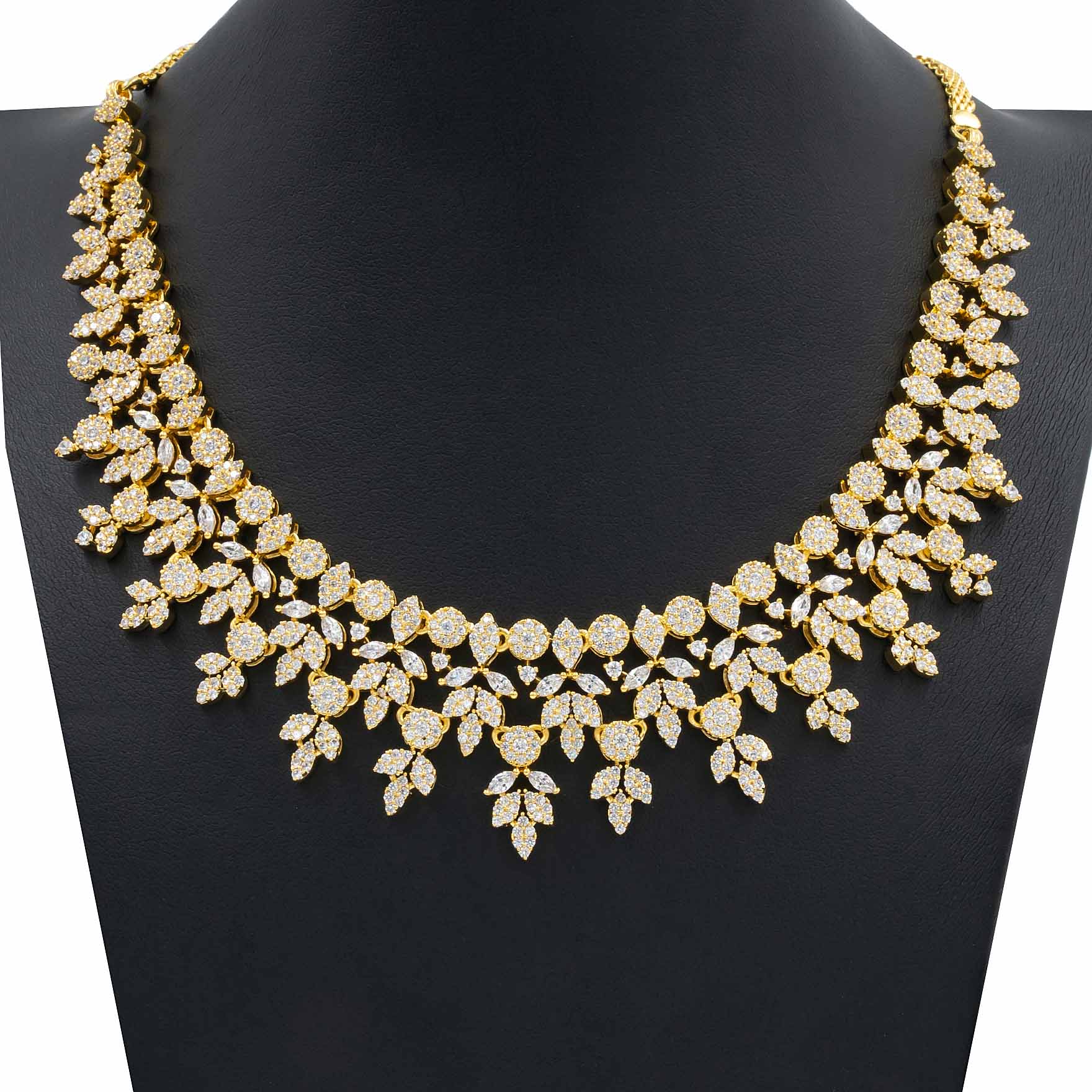 PREMIUM STONE NECKLACE SHORT WITH STUD PMSNS14W-0021, PMSHST15W-003