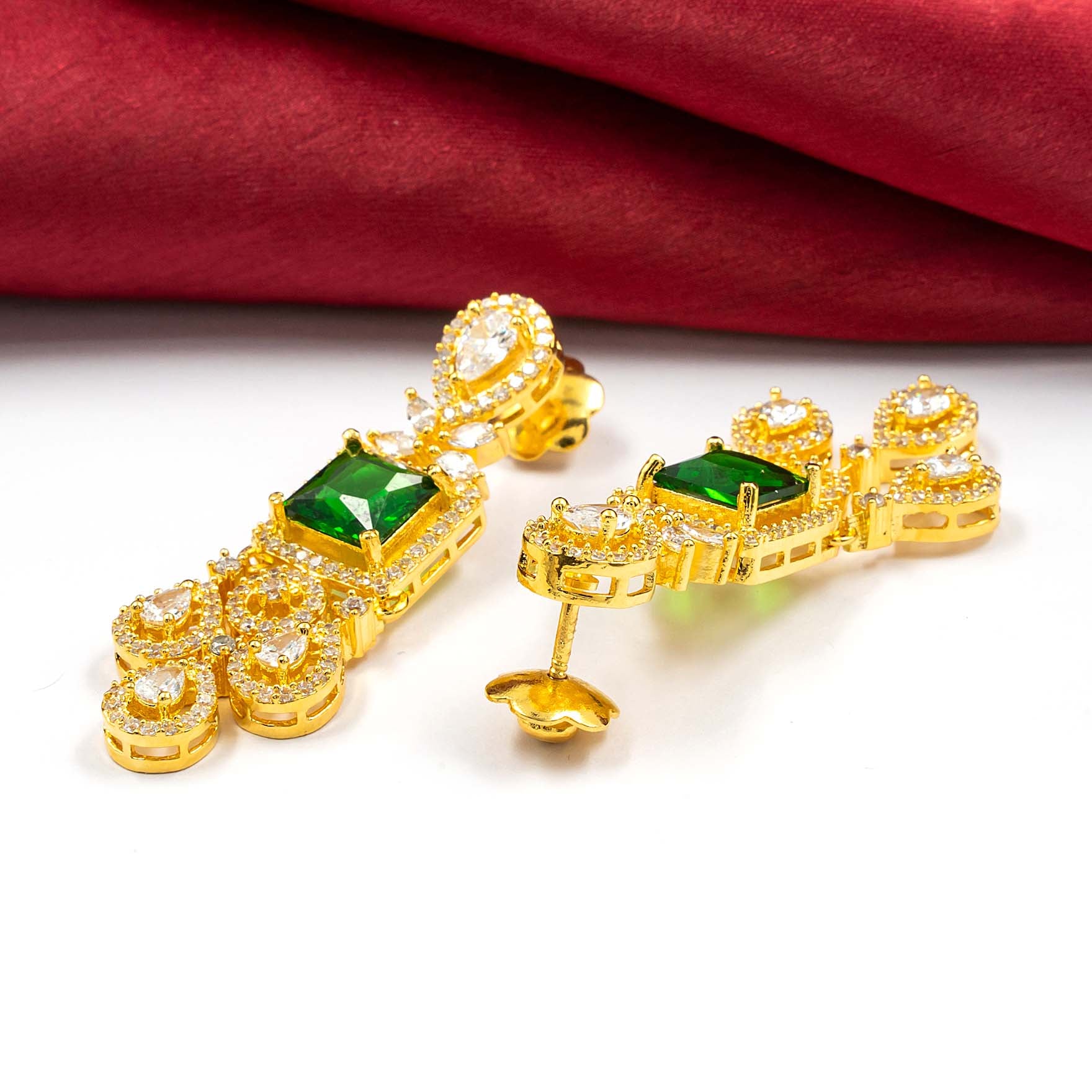 24ct Gold Layered Stone Necklace with stud PMSNS9WG-0021, PMSHST20WG-082