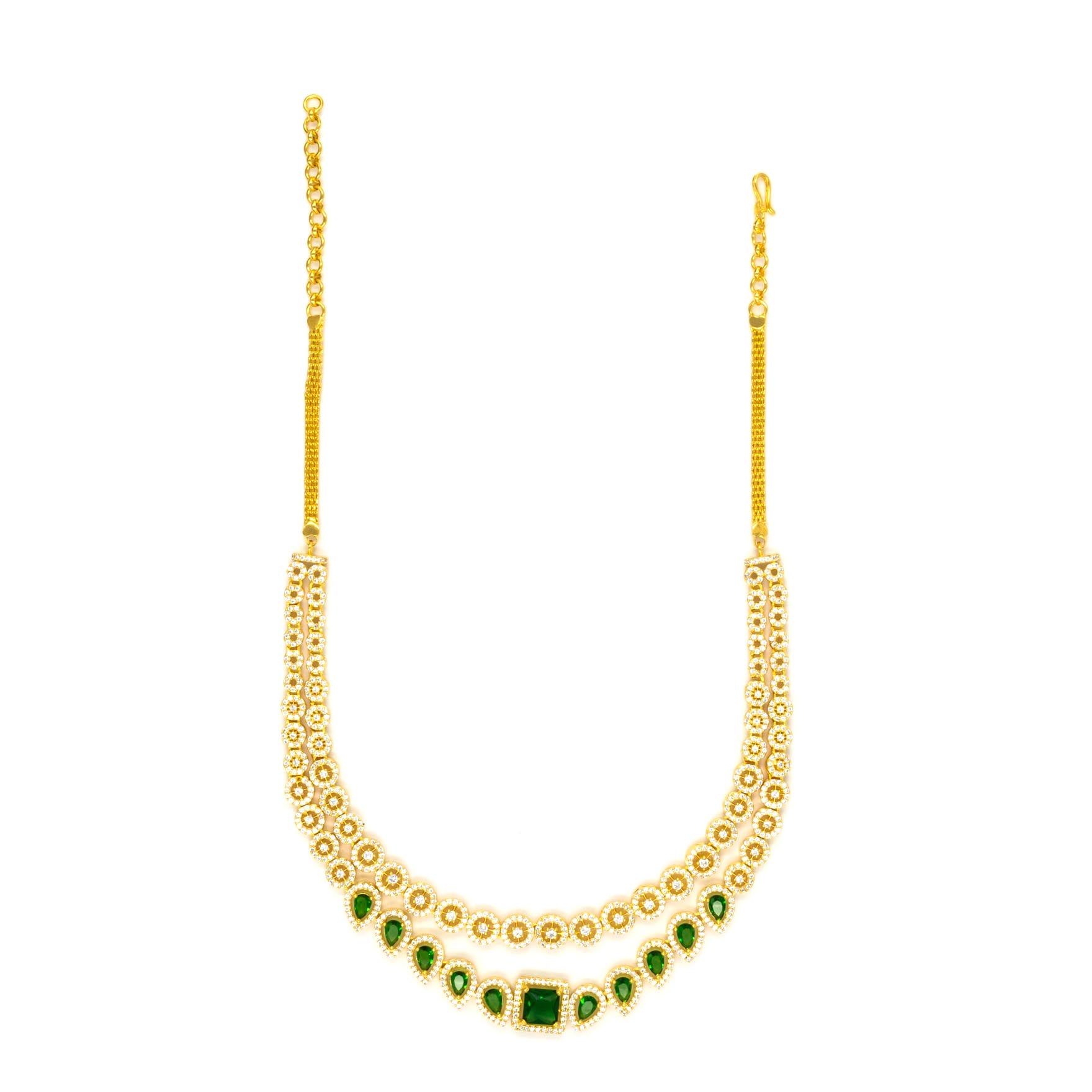 24ct Gold Layered Stone Necklace with stud PMSNS9WG-0021, PMSHST20WG-082