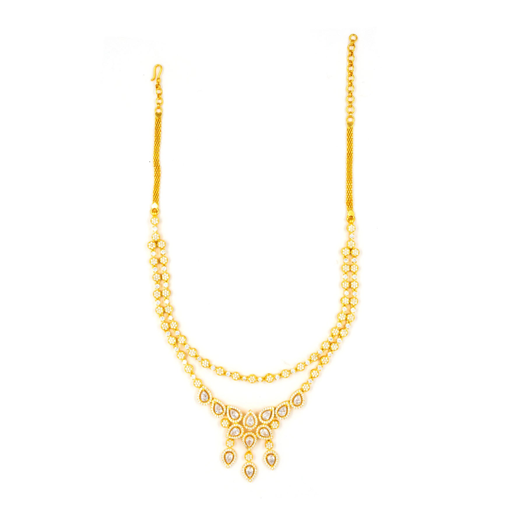 24ct Gold Layered Stone Necklace with stud PMSNS4W-0021, PMSHST14W-052