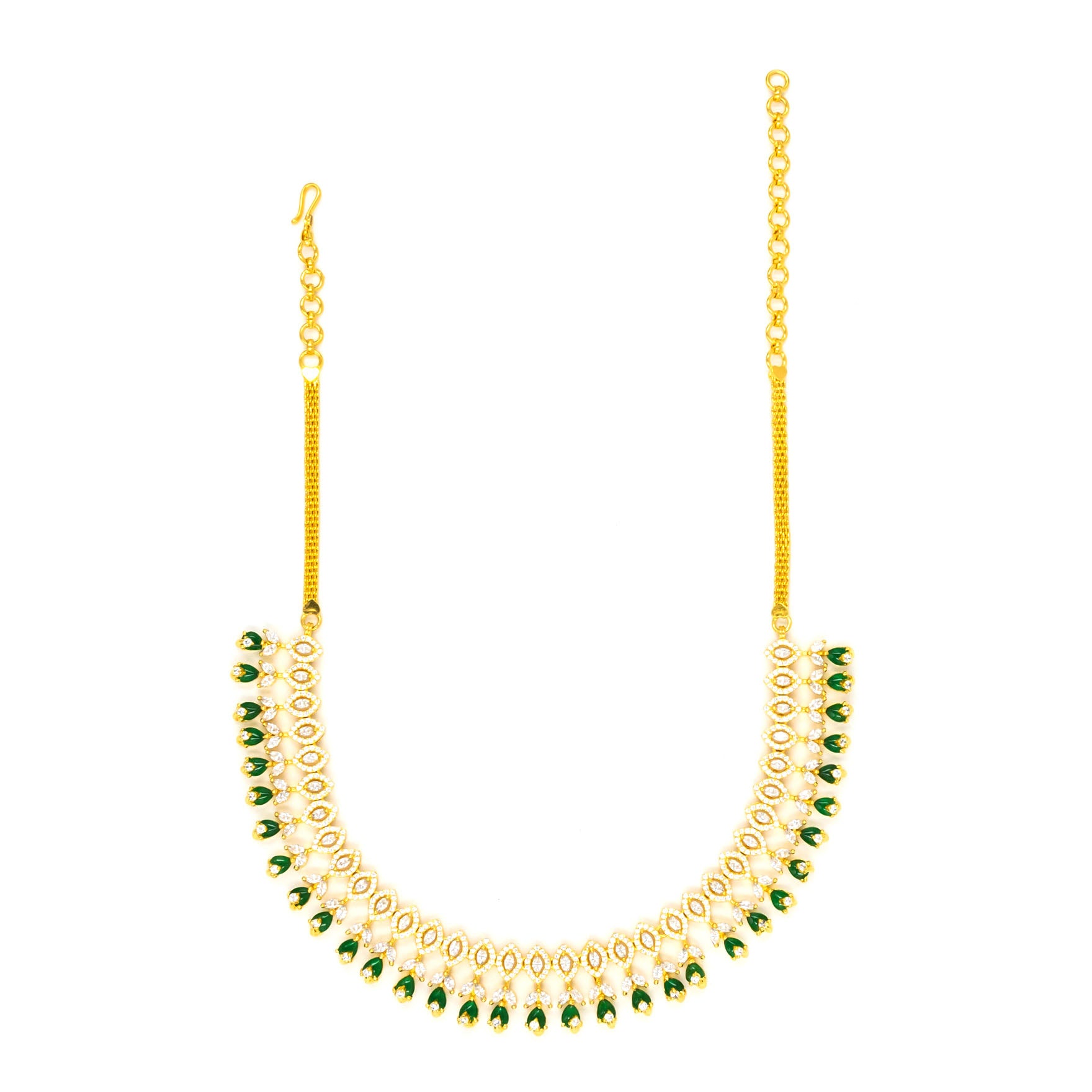 PREMIUM STONE NECKLACE SHORT WITH STUD PMSNS55WG-0021, PMSHST15WG-052