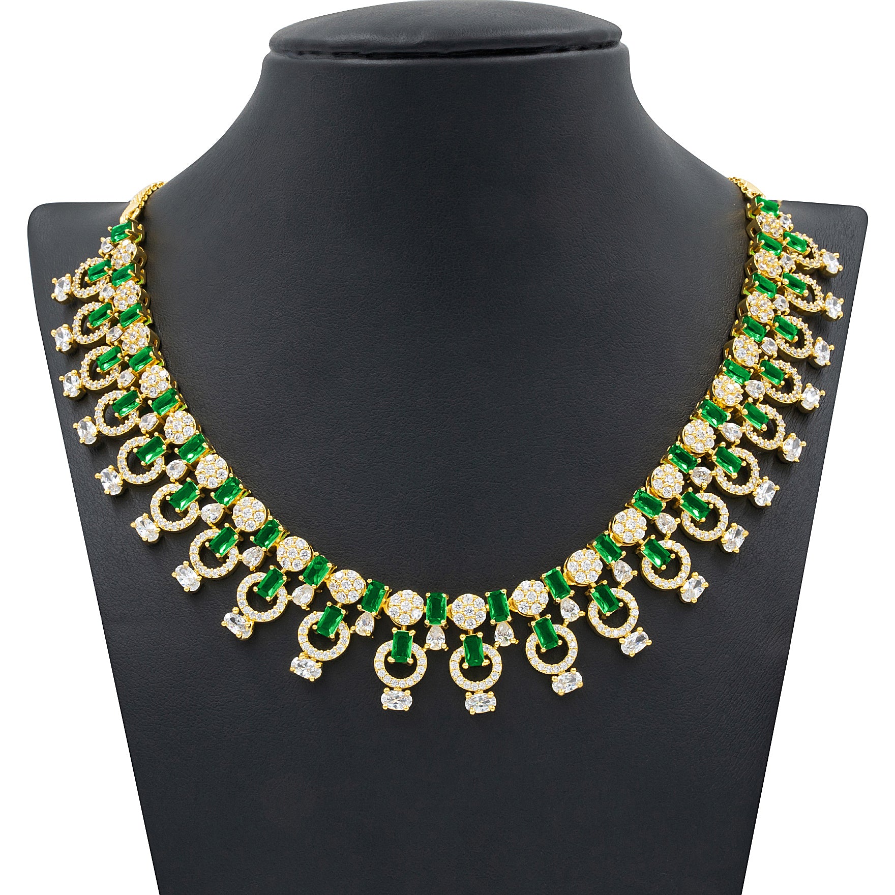 PREMIUM STONE NECKLACE SHORT WITH STUD PMSNS10WG-009, PMSHST14WG-002