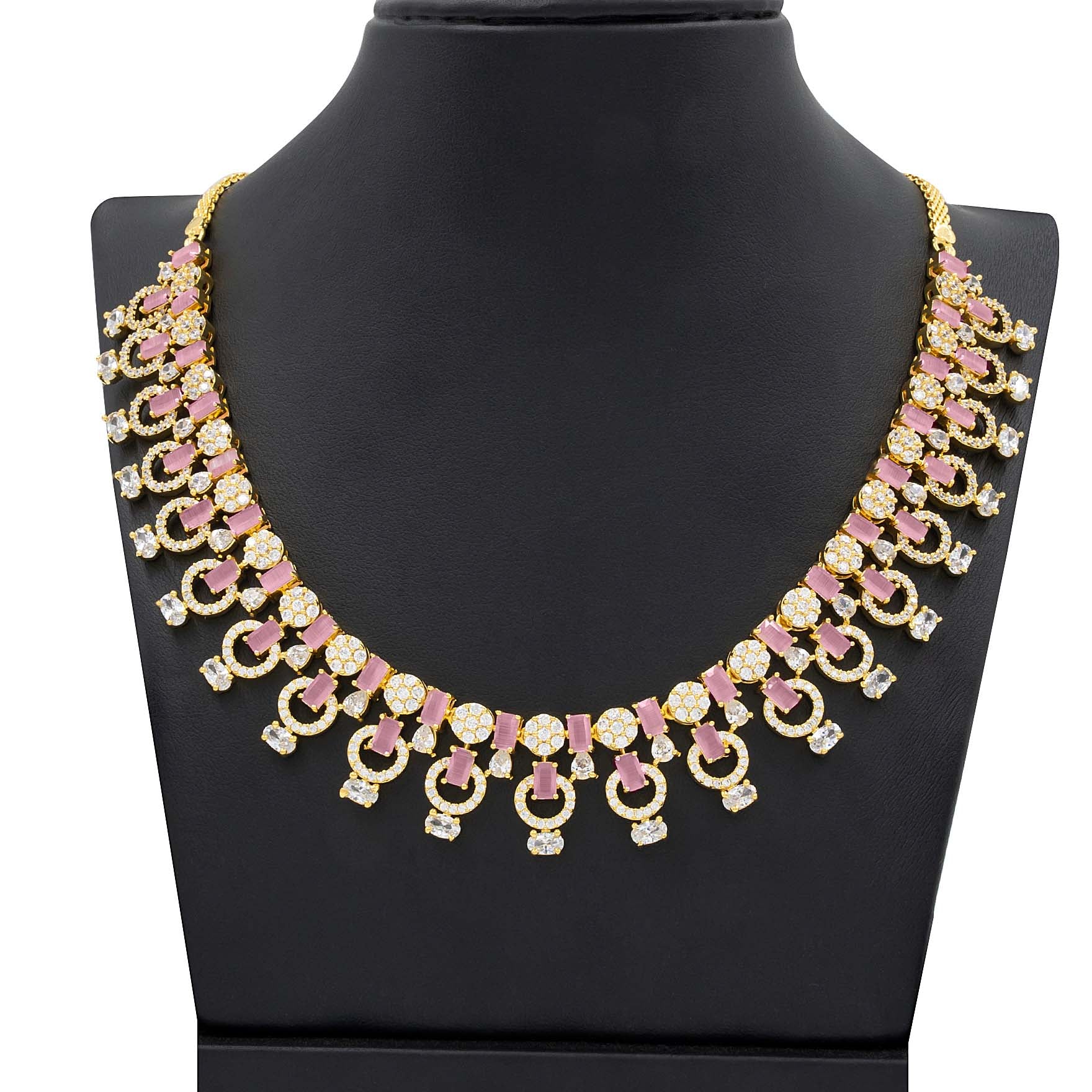 PREMIUM STONE NECKLACE SHORT WITH STUD PMSNS10WPN-009, PMSHST14WPN-002
