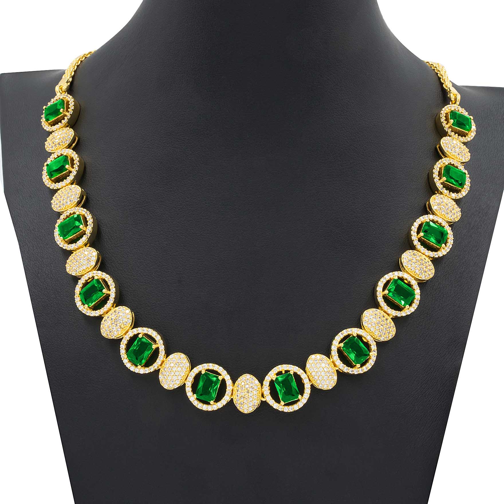 PREMIUM STONE NECKLACE SHORT WITH STUD PMSNS28WG-009, PMSHST60WG-082