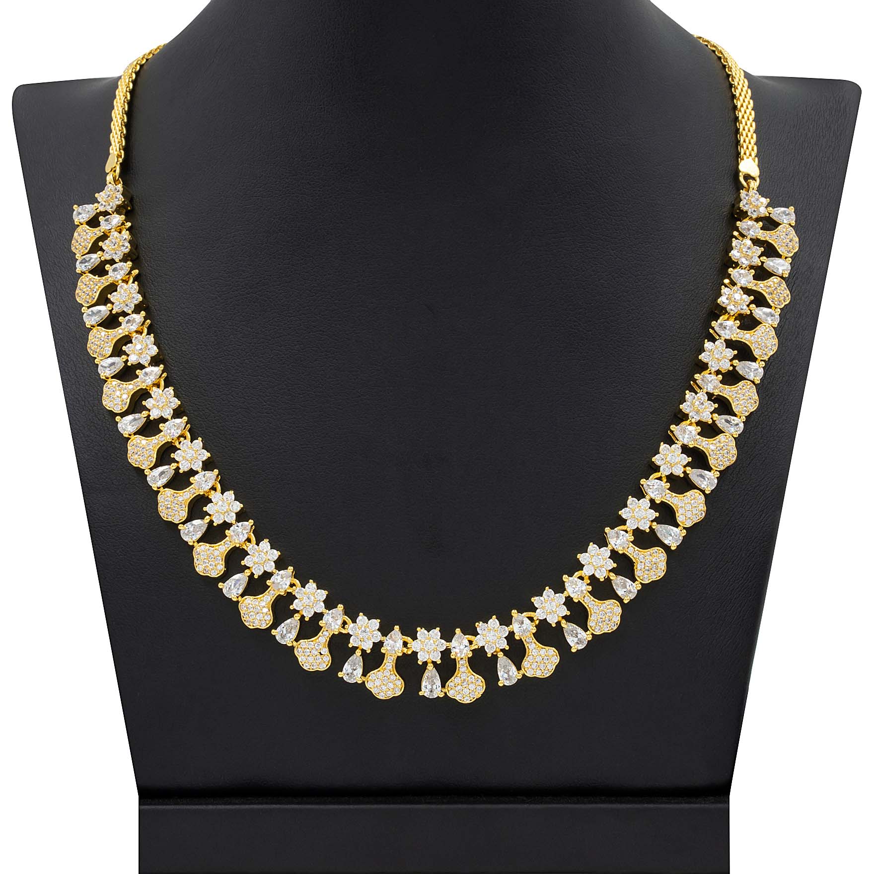 PREMIUM STONE NECKLACE SHORT WITH STUD PMSNS26W-009, PMSHST63W-052