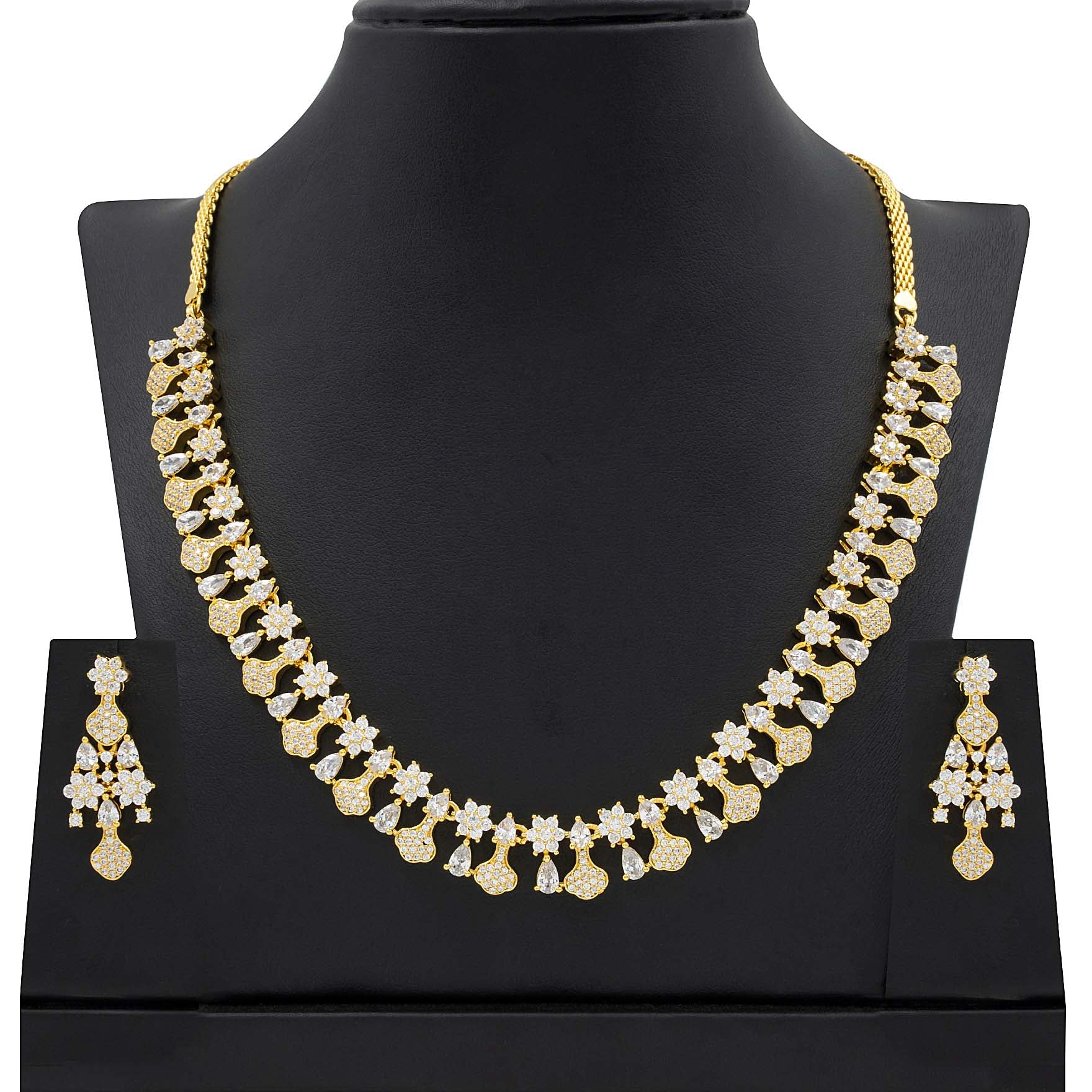 PREMIUM STONE NECKLACE SHORT WITH STUD PMSNS26W-009, PMSHST63W-052