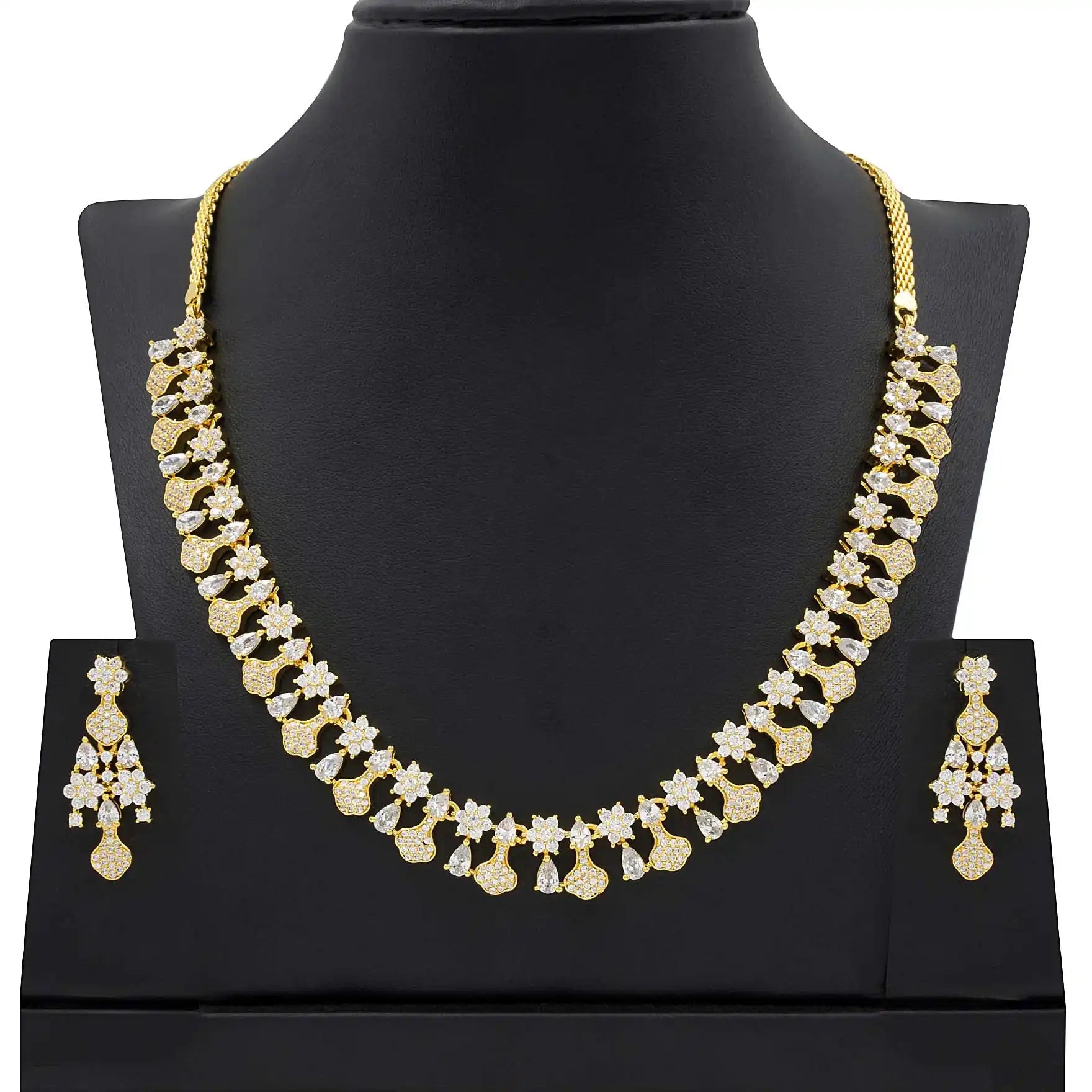 PREMIUM STONE NECKLACE SHORT WITH STUD PMSNS26W-009, PMSHST63W-052