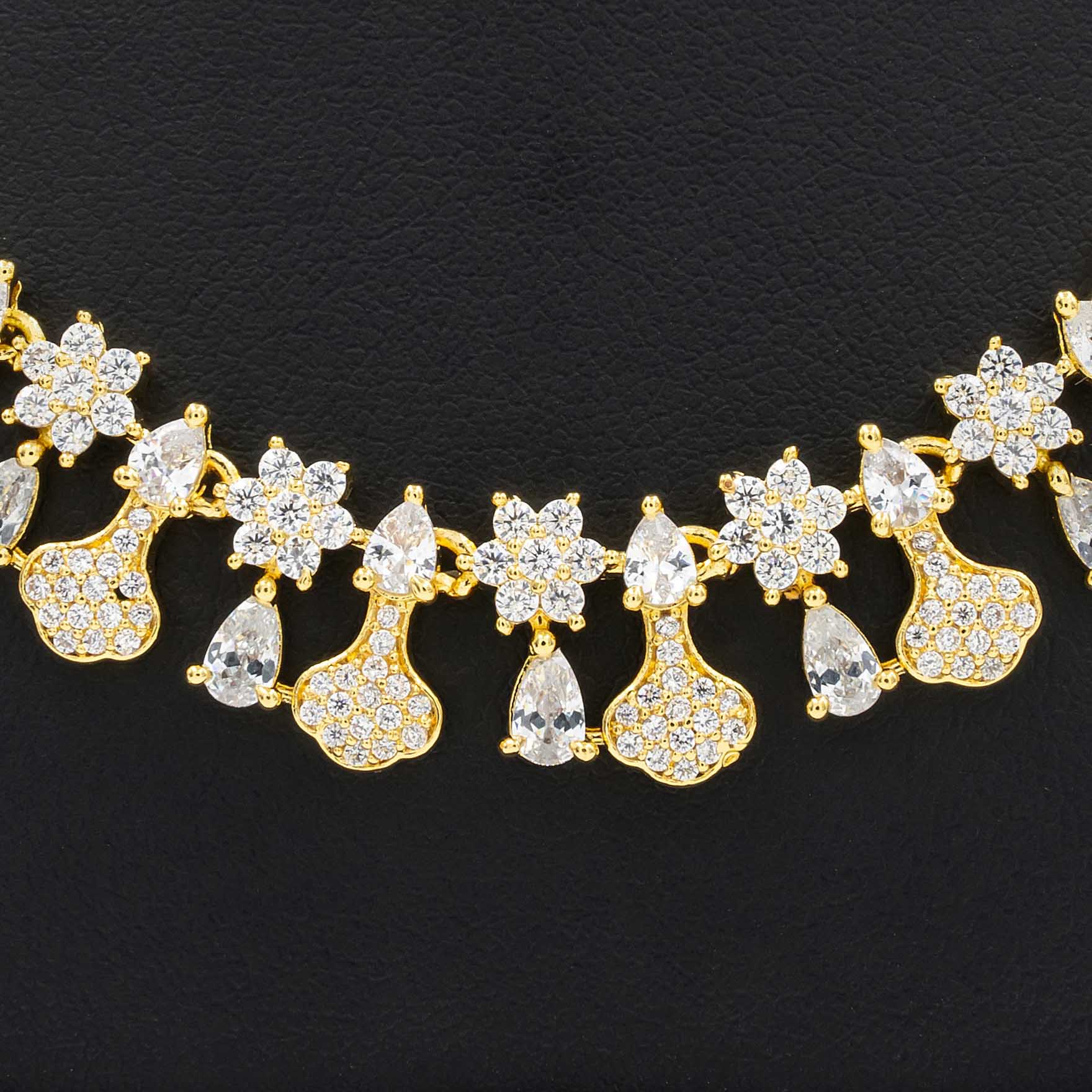 PREMIUM STONE NECKLACE SHORT WITH STUD PMSNS26W-009, PMSHST63W-052