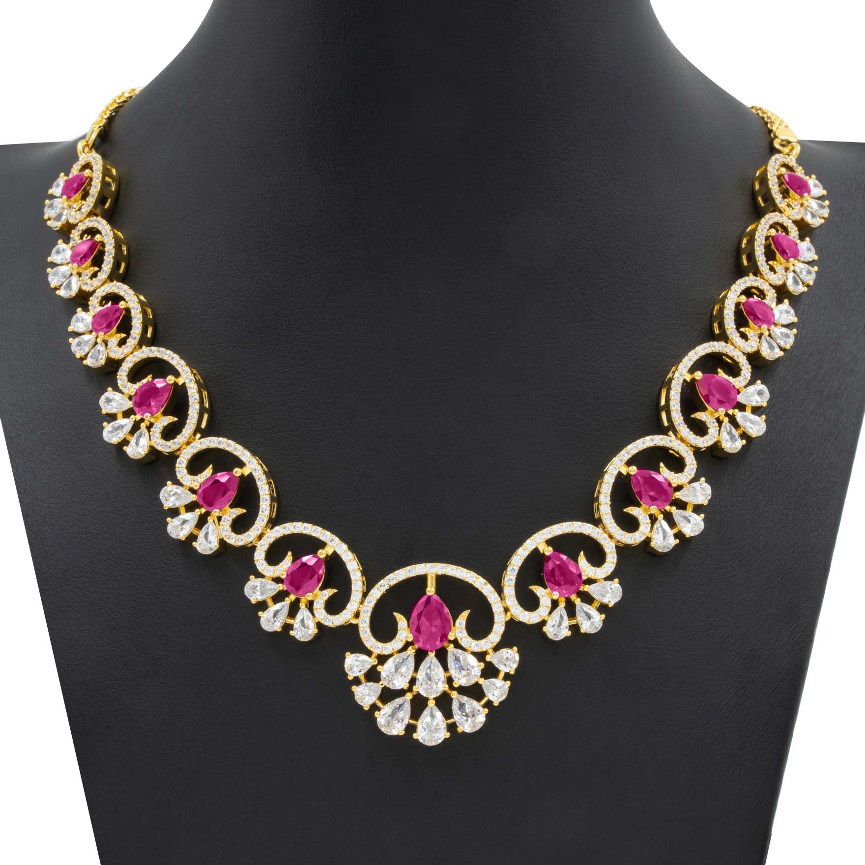 24ct Gold Layered Stone Necklace with stud PMSNS3WR-009, PMSHST12WR-022