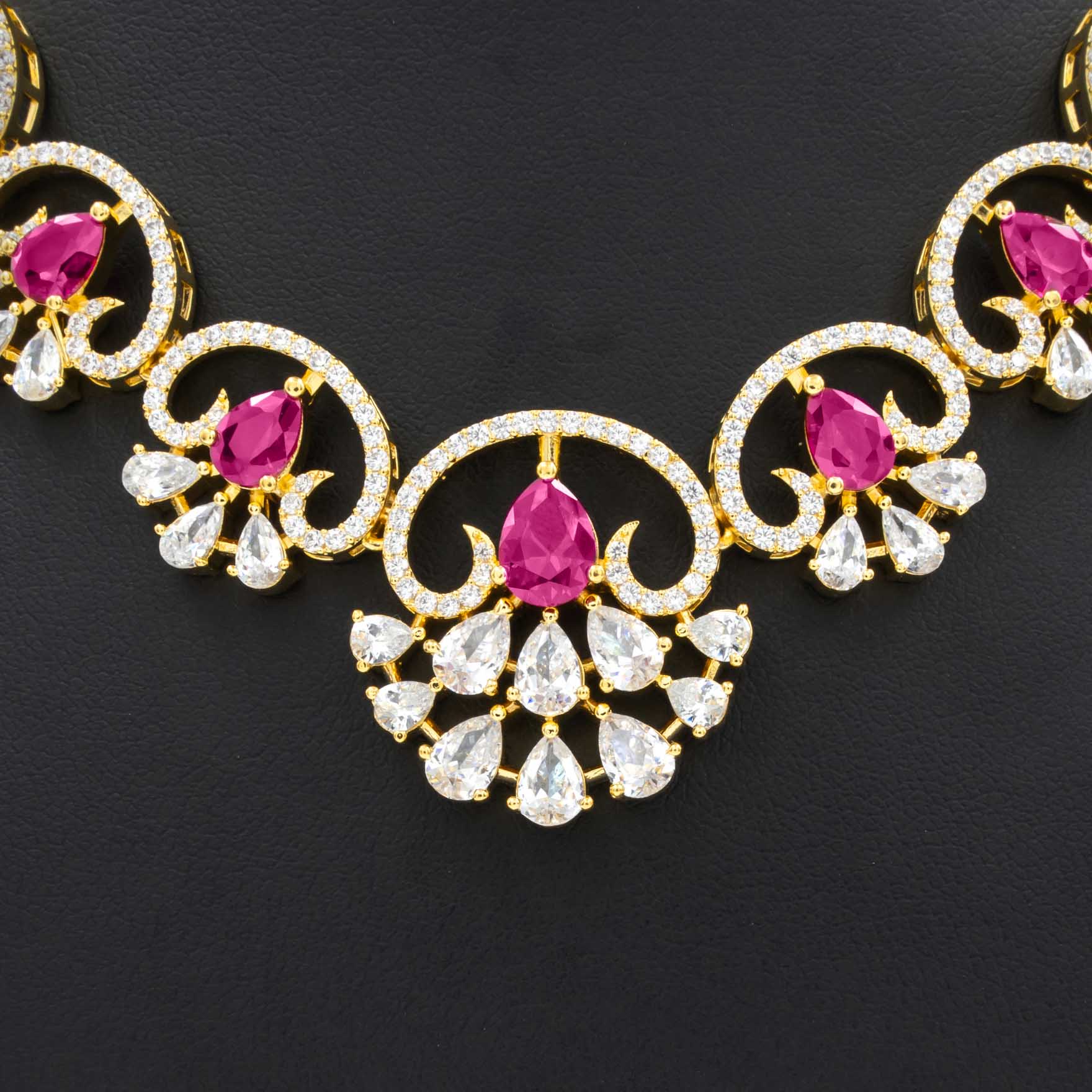 24ct Gold Layered Stone Necklace with stud PMSNS3WR-009, PMSHST12WR-022
