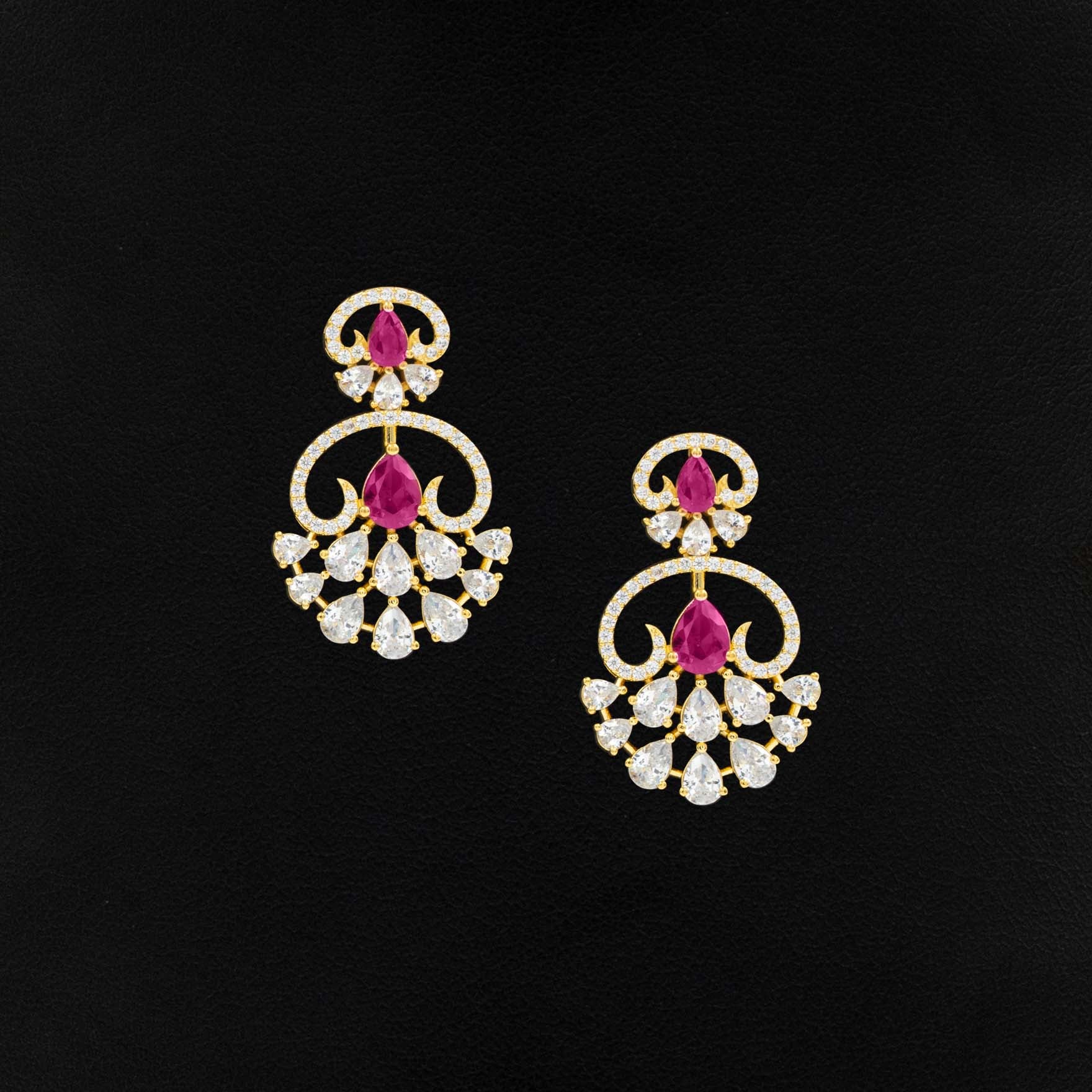 24ct Gold Layered Stone Necklace with stud PMSNS3WR-009, PMSHST12WR-022