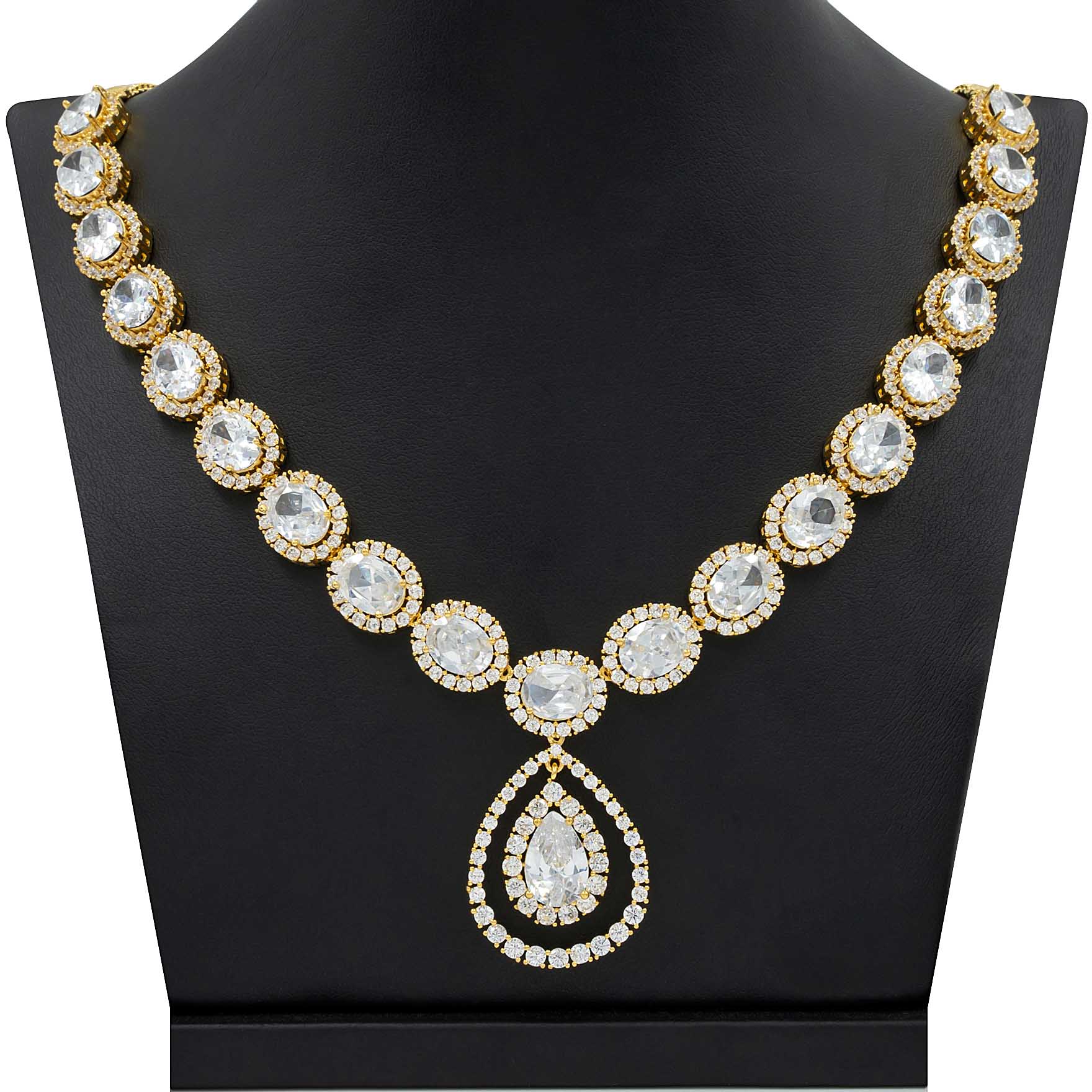 PREMIUM STONE NECKLACE SHORT WITH STUD PMSNS17W-009, PMSHST28W-082