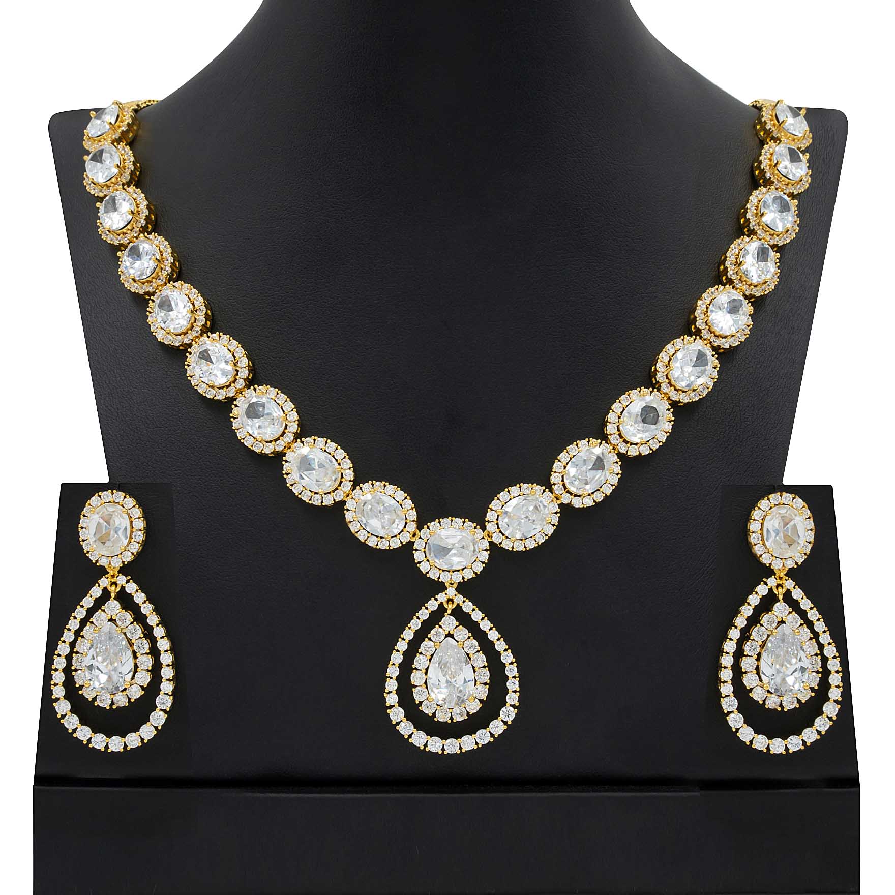PREMIUM STONE NECKLACE SHORT WITH STUD PMSNS17W-009, PMSHST28W-082