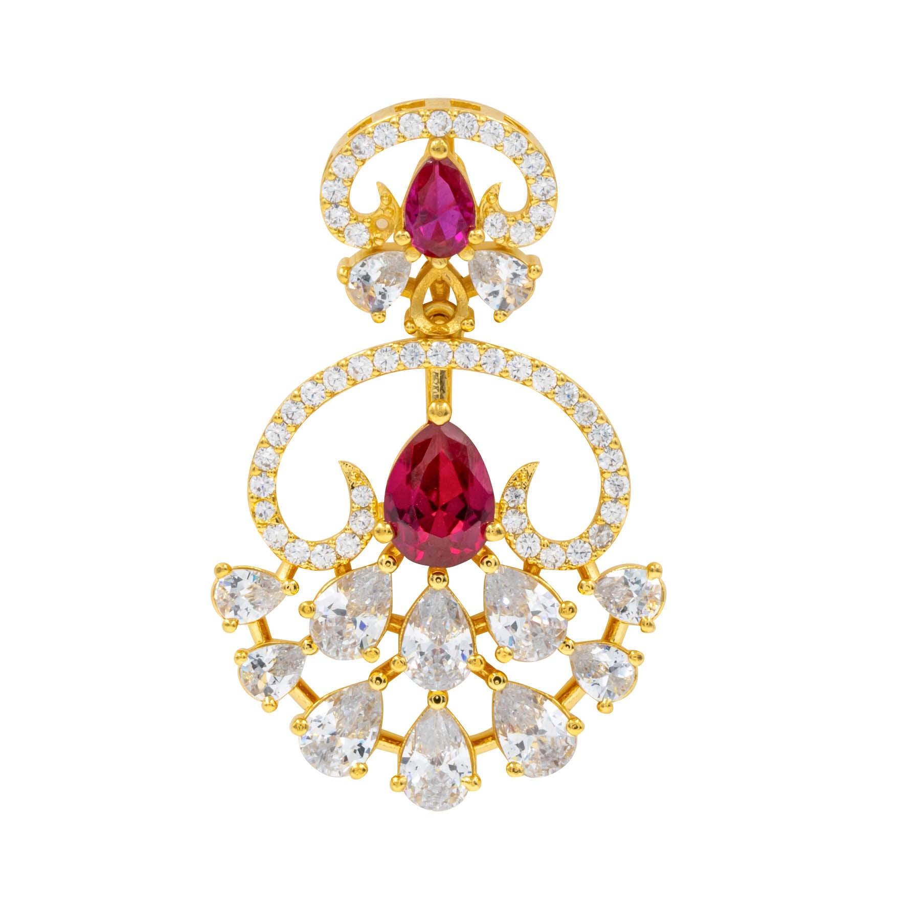 24ct Gold Layered Stone Necklace with stud PMSNS3WR-009, PMSHST12WR-022