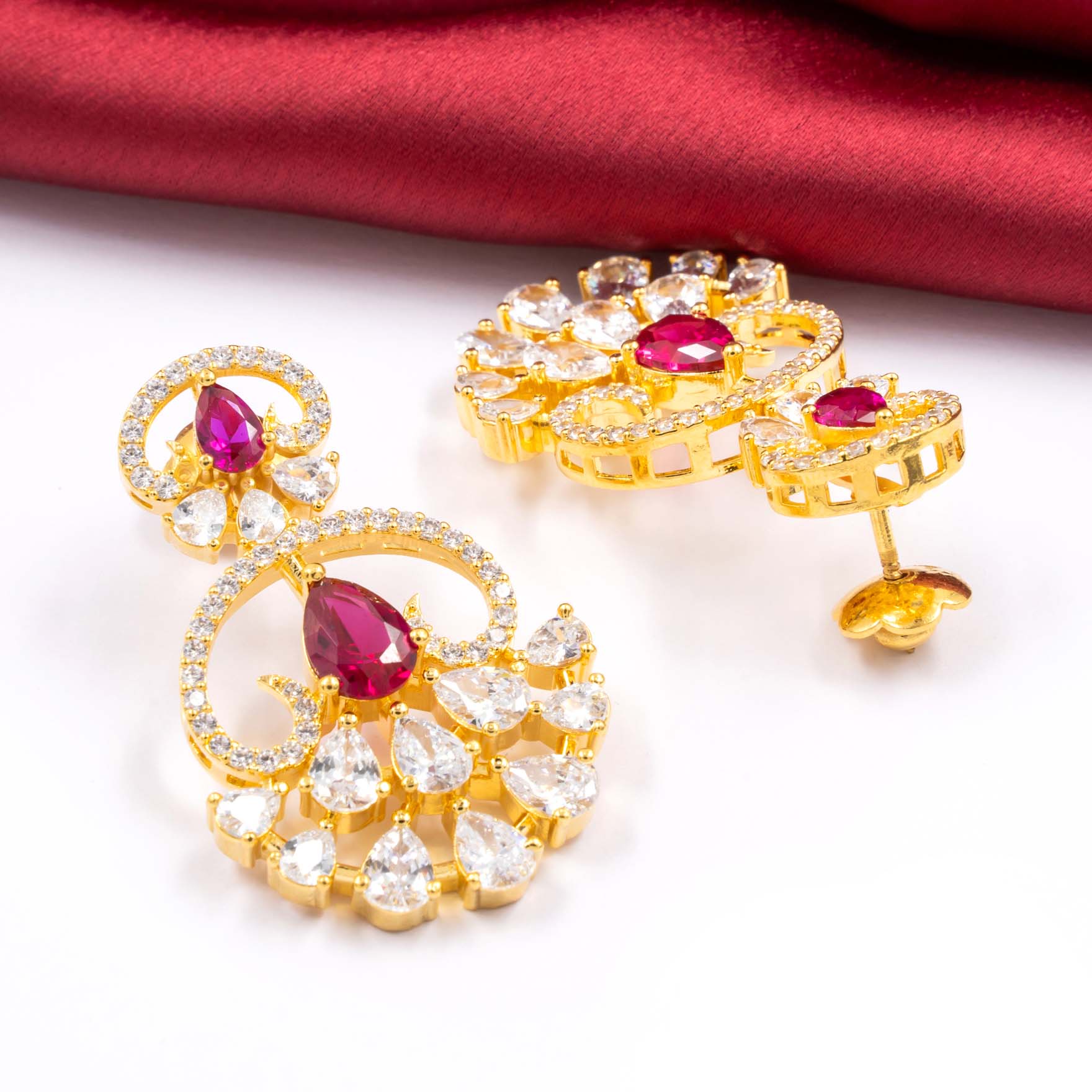 24ct Gold Layered Stone Necklace with stud PMSNS3WR-009, PMSHST12WR-022